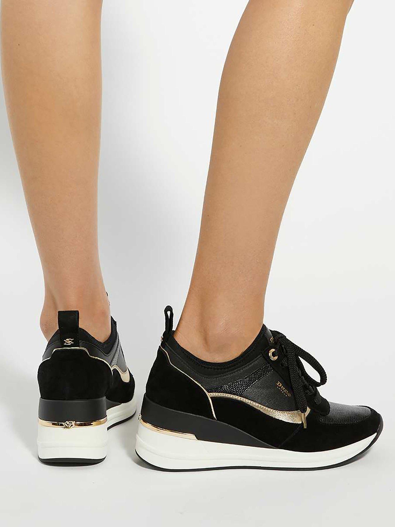Dune London Ellaina Wedge Lace Up Trainers - Black