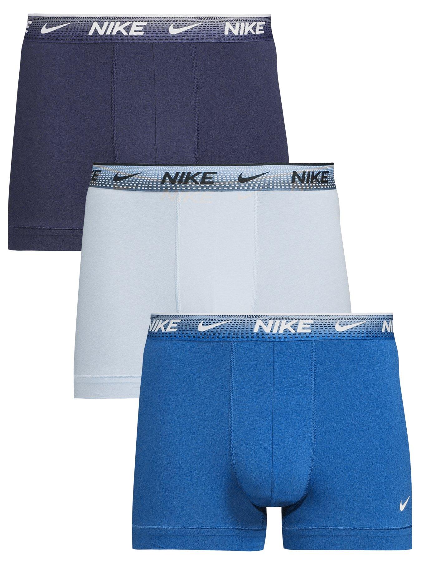 Image 1 of 3 of Nike Cotton Stretch 3 Pack Trunks - Blue