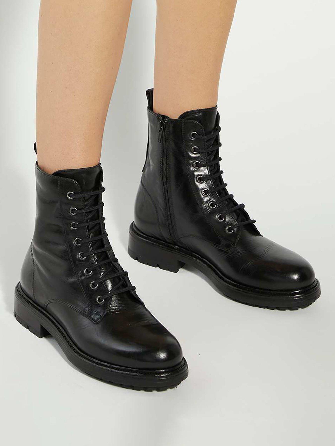 Image 1 of 6 of Dune London Patley Chunky Lace Up Boots - Black