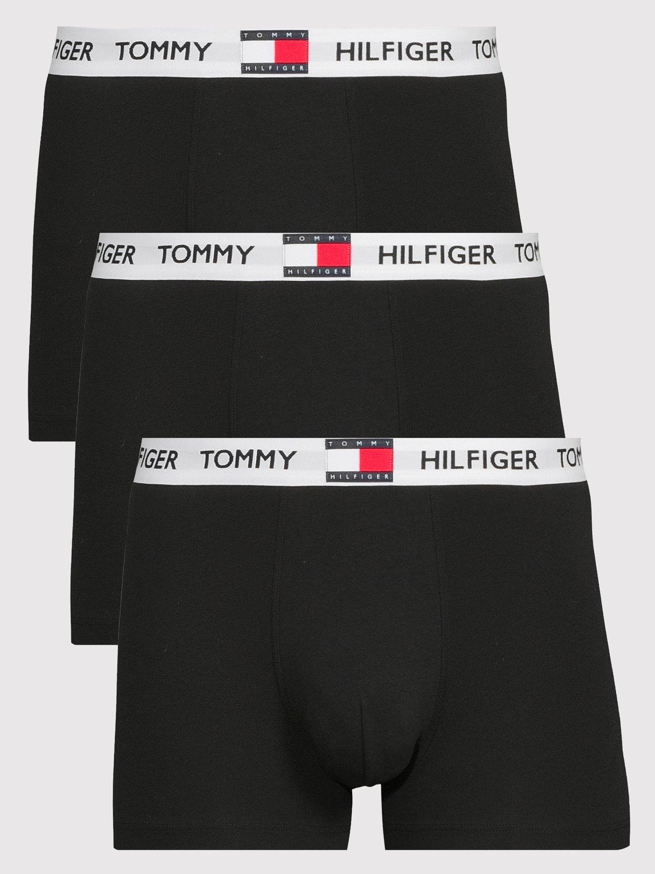 Image 1 of 4 of Tommy Hilfiger 3 Pack Heritage Cotton Badge Trunks - Black