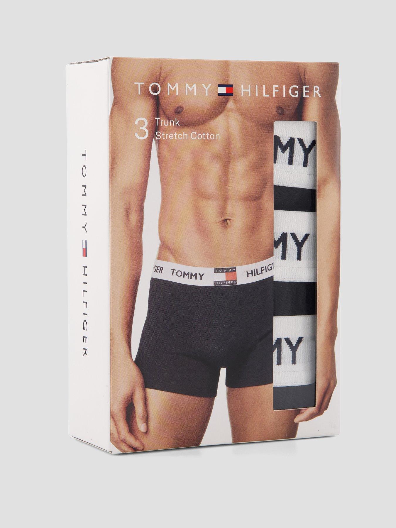 Image 4 of 4 of Tommy Hilfiger 3 Pack Heritage Cotton Badge Trunks - Black