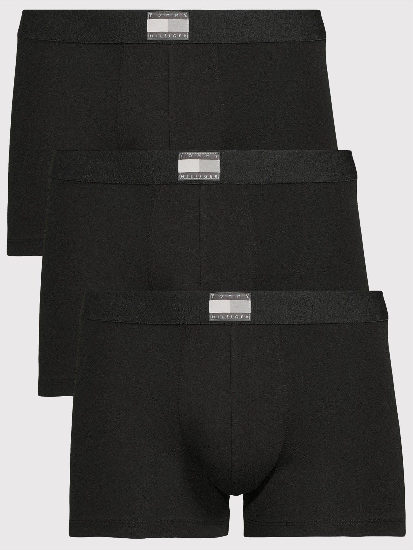 Image 1 of 4 of Tommy Hilfiger 3 Pack Heritage Tonal Flag Trunks - Black