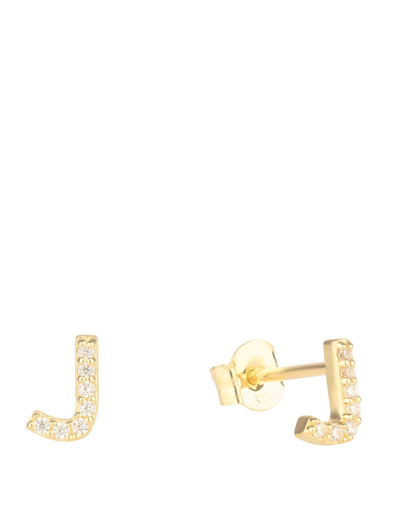 the-love-collection-9ct-gold-cubic-zirconia-initial-stud-earrings