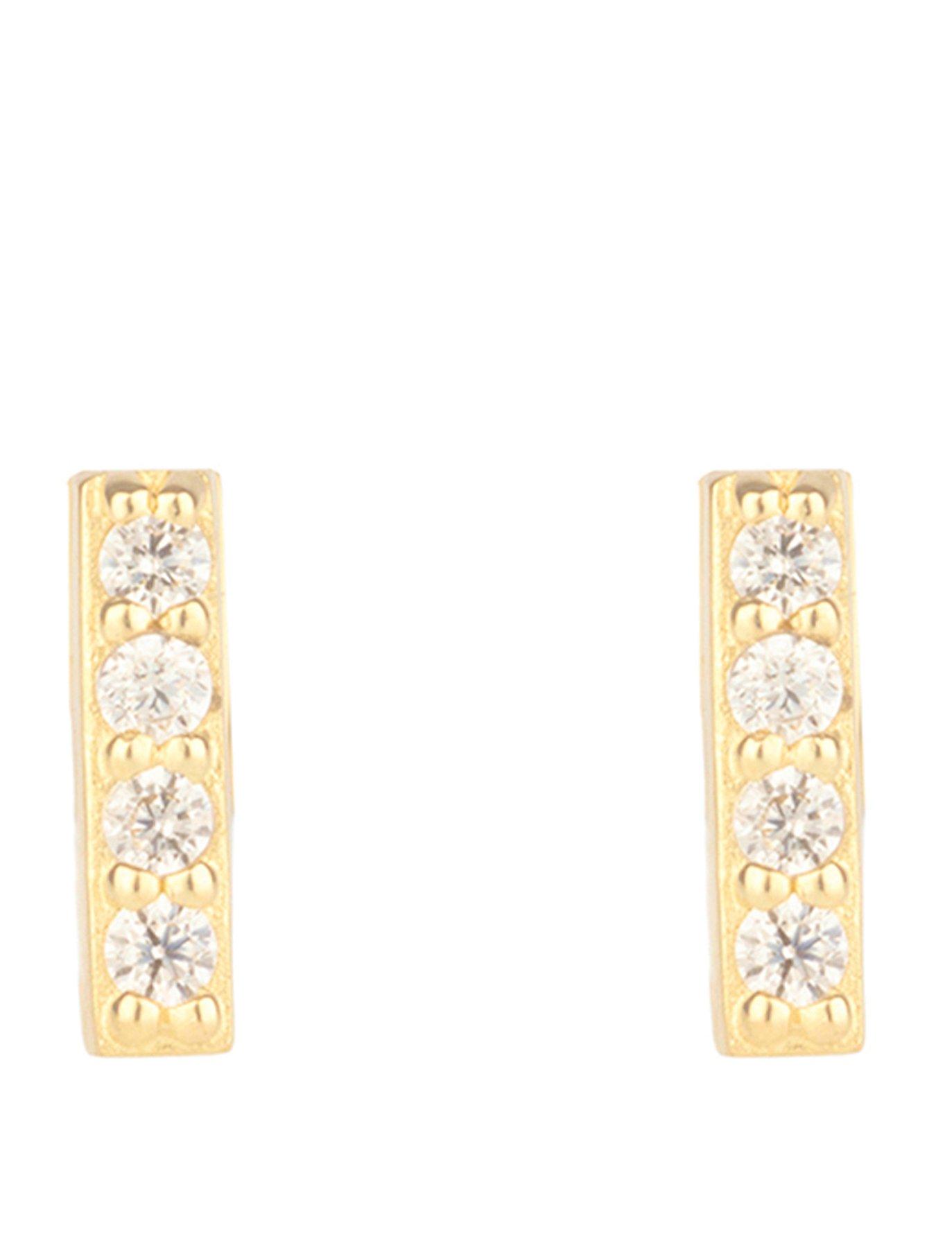 the-love-collection-9ct-gold-cubic-zirconia-initial-stud-earrings