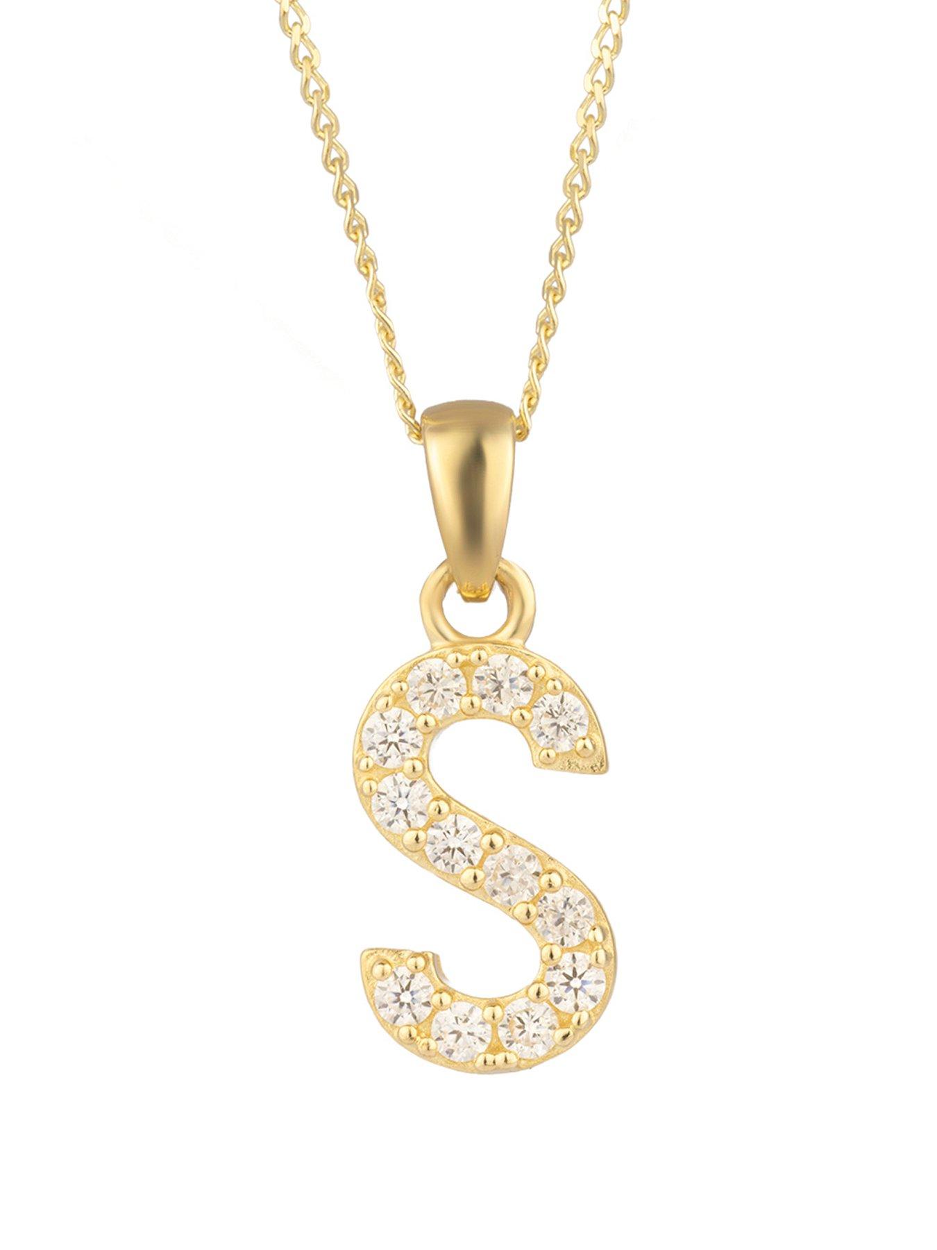 The Love Collection 9ct Gold Cubic Zirconia Initial Pendant