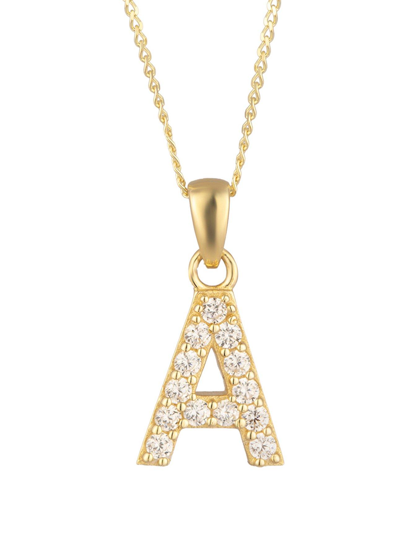 Image 1 of 6 of The Love Collection 9ct Gold Cubic Zirconia Initial Pendant