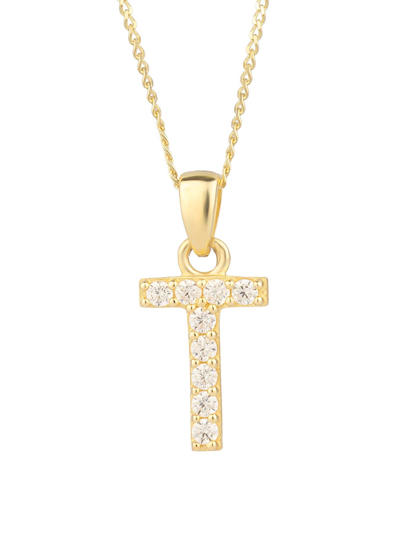 The Love Collection 9ct Gold Cubic Zirconia Initial Pendant