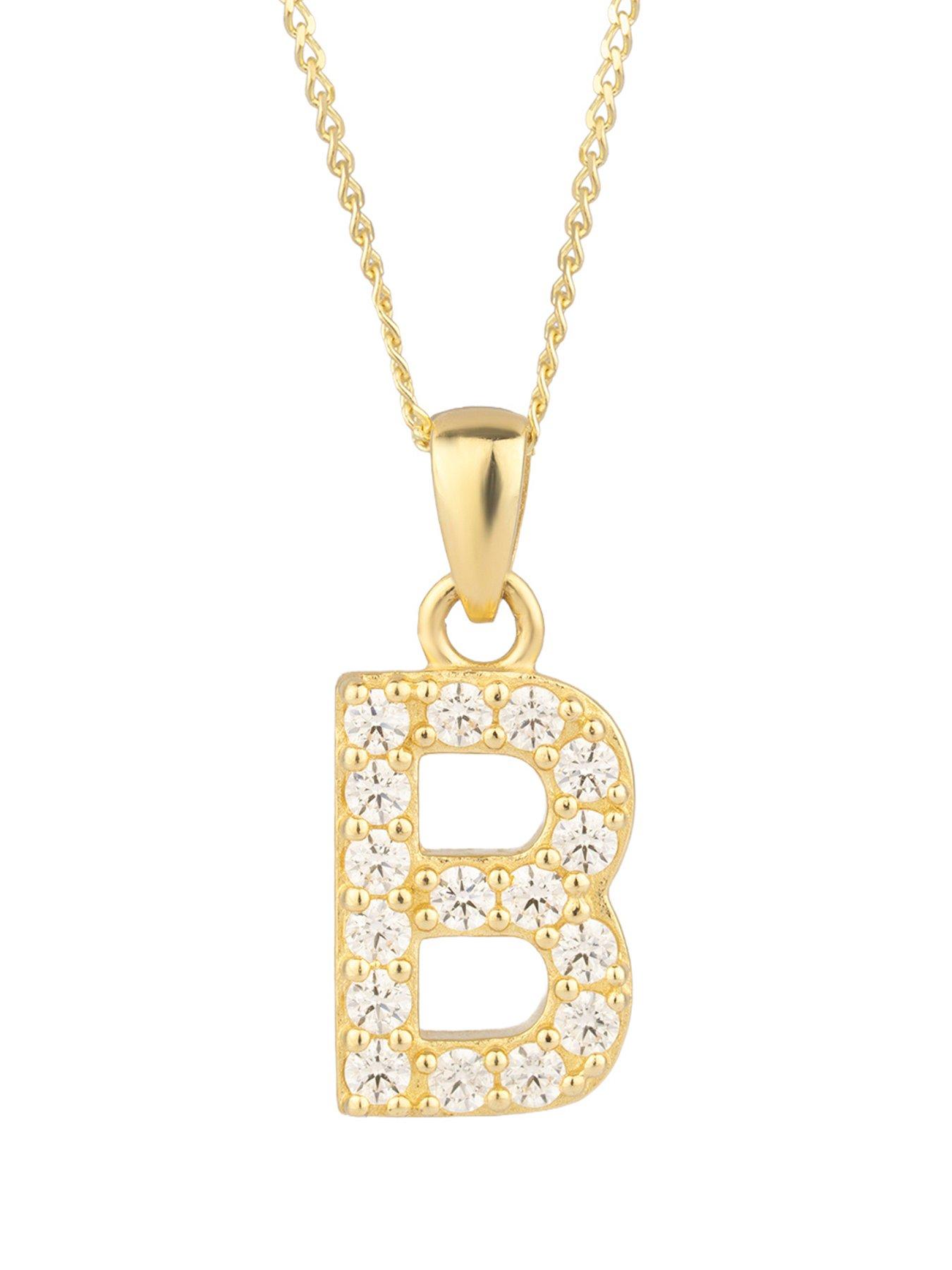 The Love Collection 9ct Gold Cubic Zirconia Initial Pendant