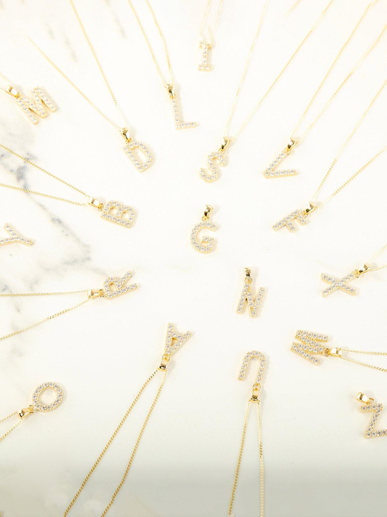 Image 3 of 6 of The Love Collection 9ct Gold Cubic Zirconia Initial Pendant