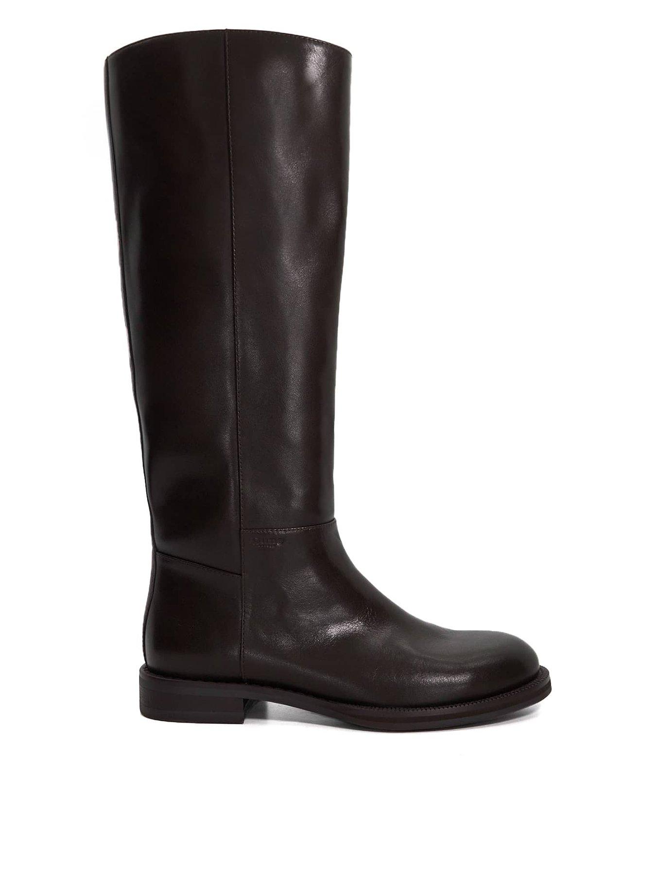 dune-london-tova-pull-on-knee-high-boots-brownstillFront