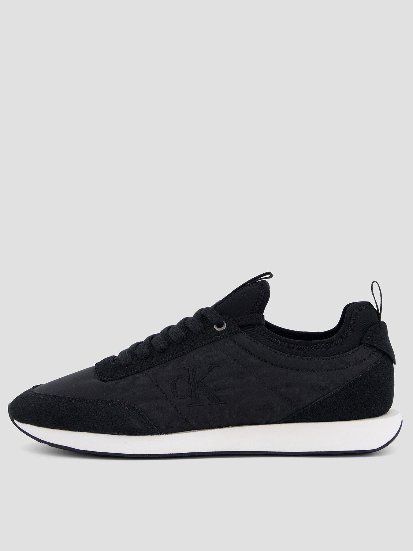 calvin-klein-retro-runner-sock-laceup-mix-trainer-blackfront