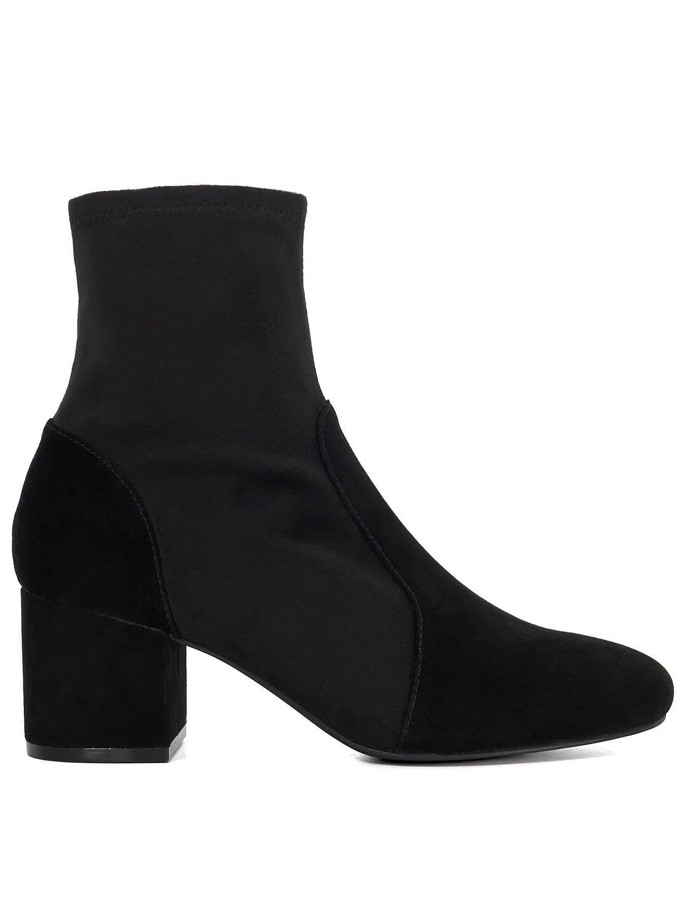 Dune London Olianna Sock Boot Block Heel - Black