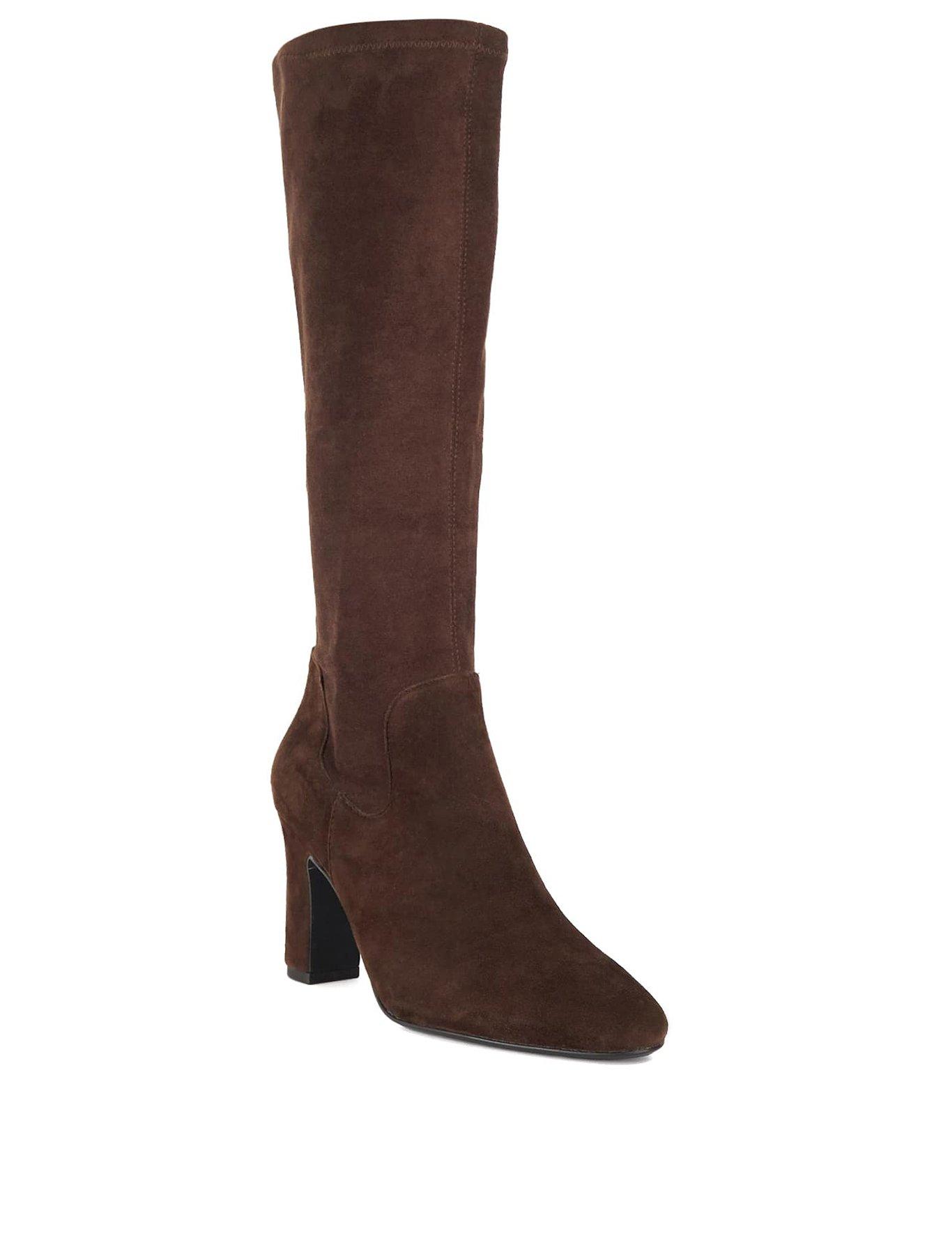 Image 3 of 6 of Dune London Simple Stretch Knee Boot - Brown