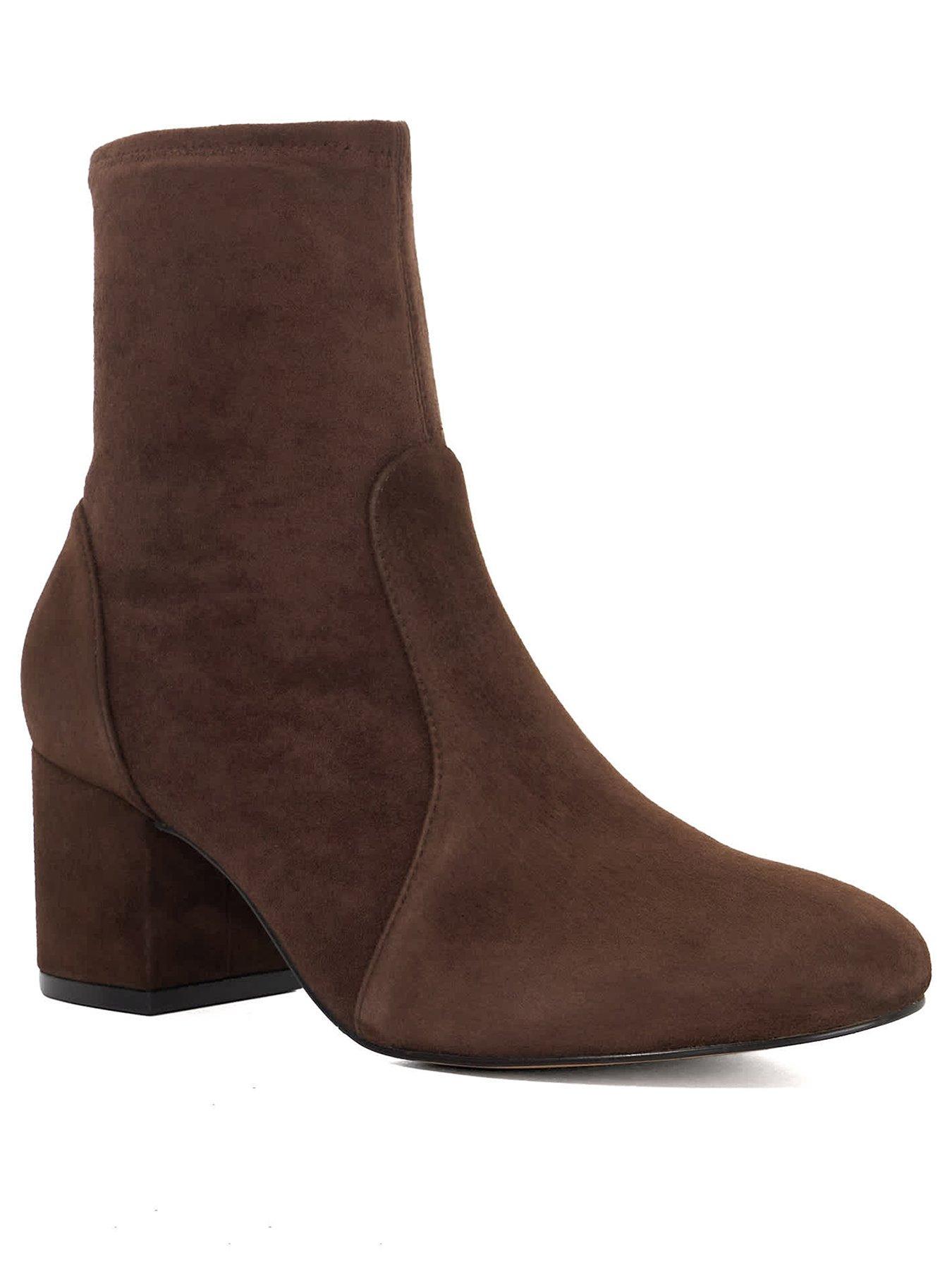 Image 2 of 5 of Dune London Olianna Sock Boot Block Heel Boot - Brown
