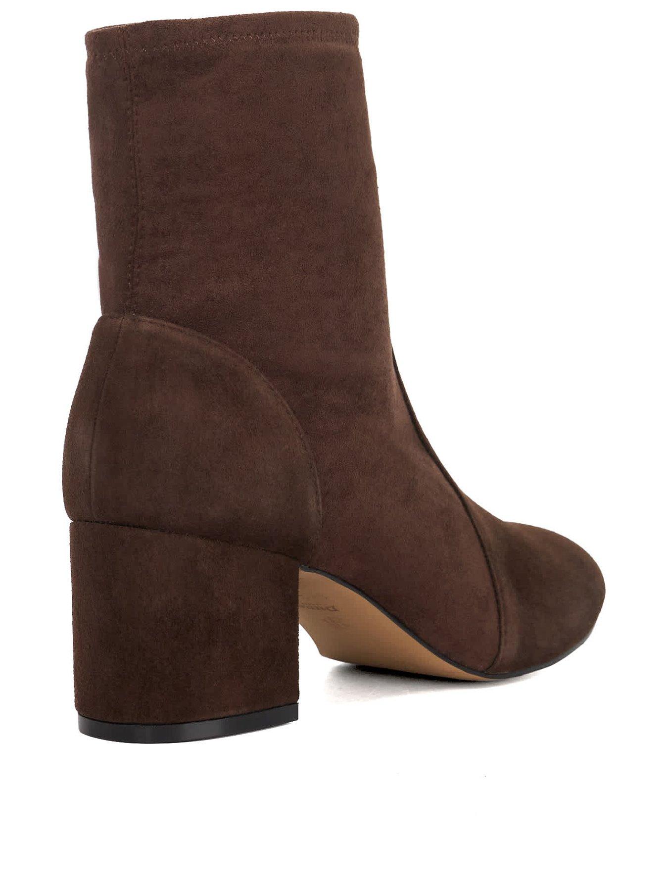 Image 3 of 5 of Dune London Olianna Sock Boot Block Heel Boot - Brown