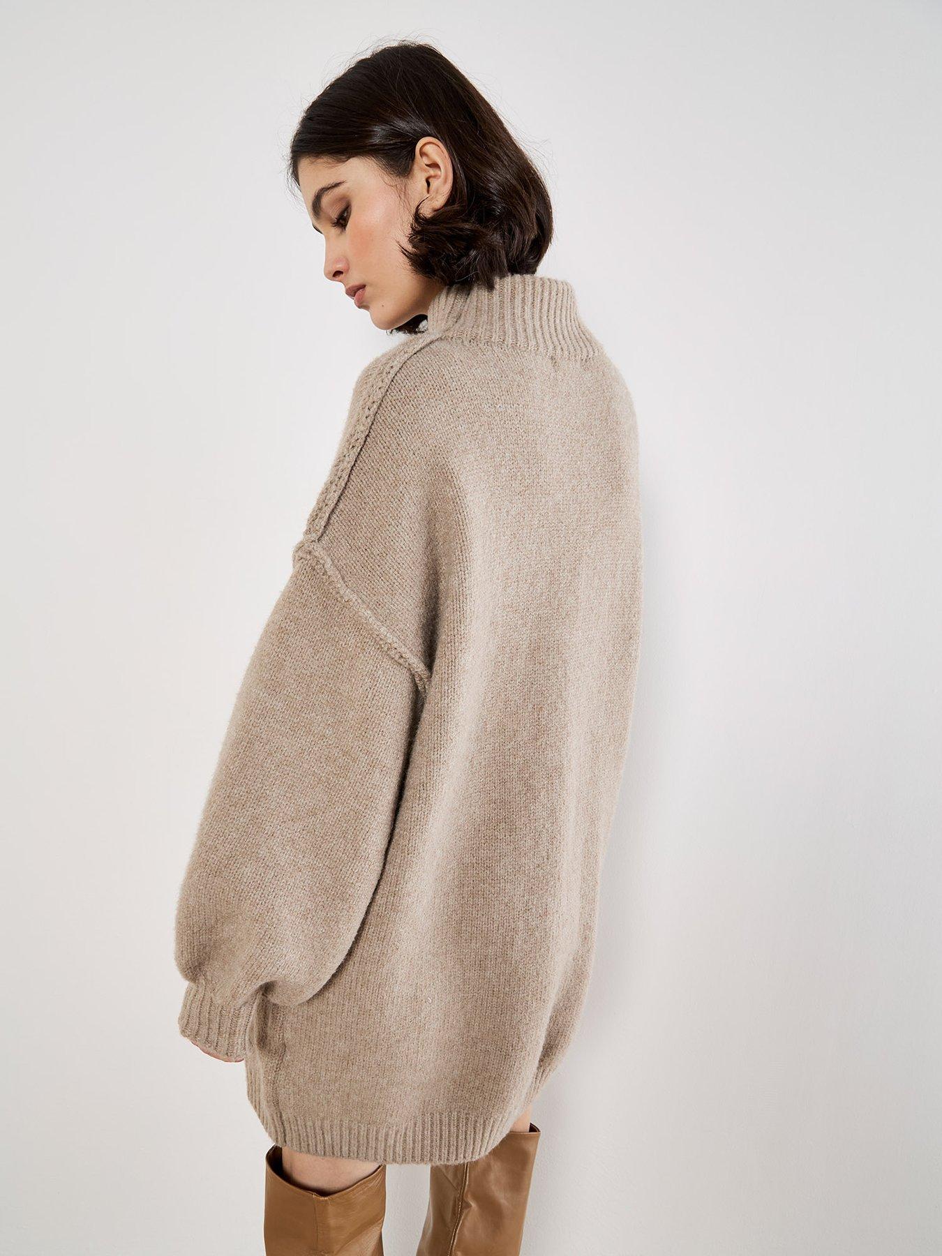 apricot-apricot-fuzzy-oversized-mock-neck-jumper-dressstillFront