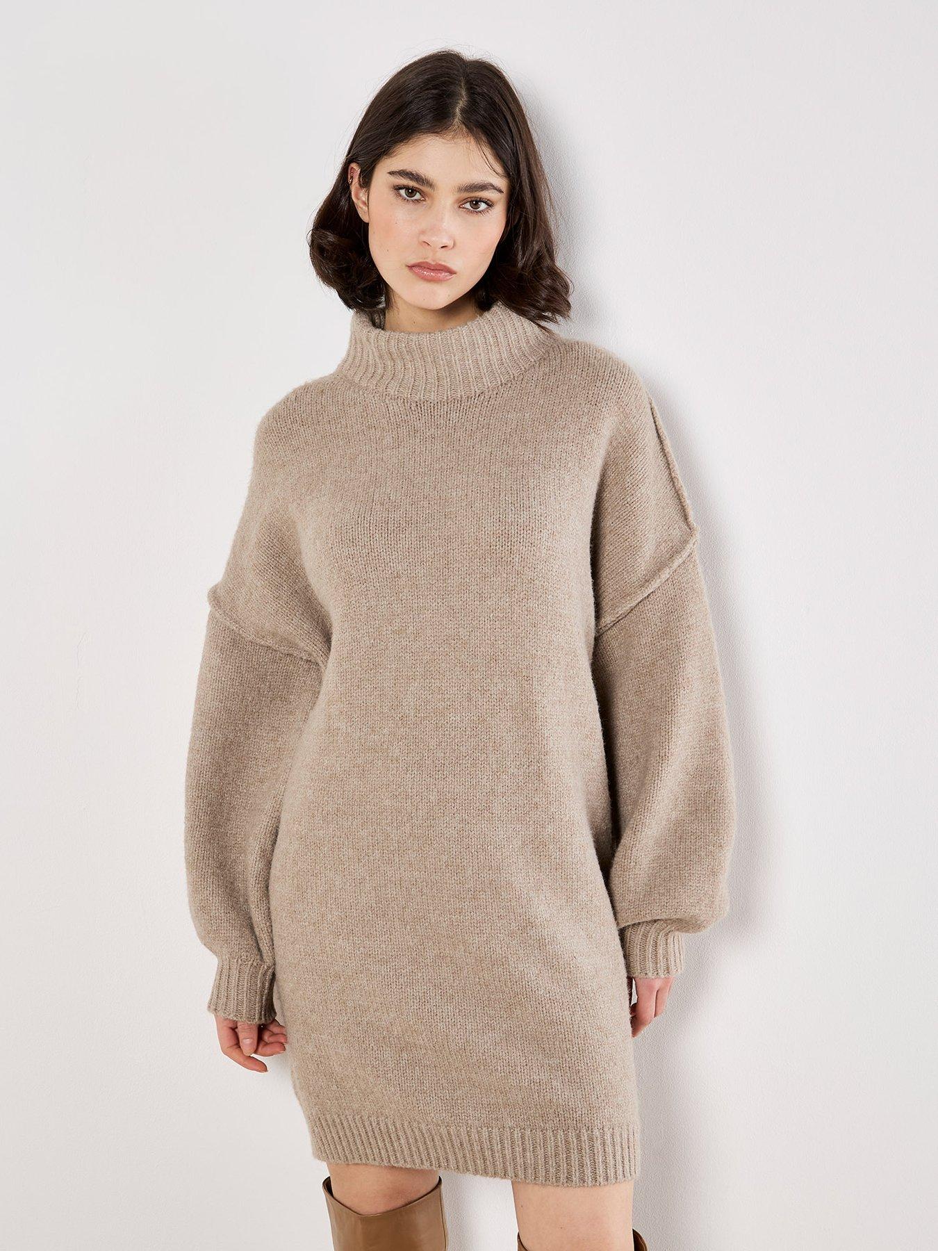 apricot-apricot-fuzzy-oversized-mock-neck-jumper-dressdetail