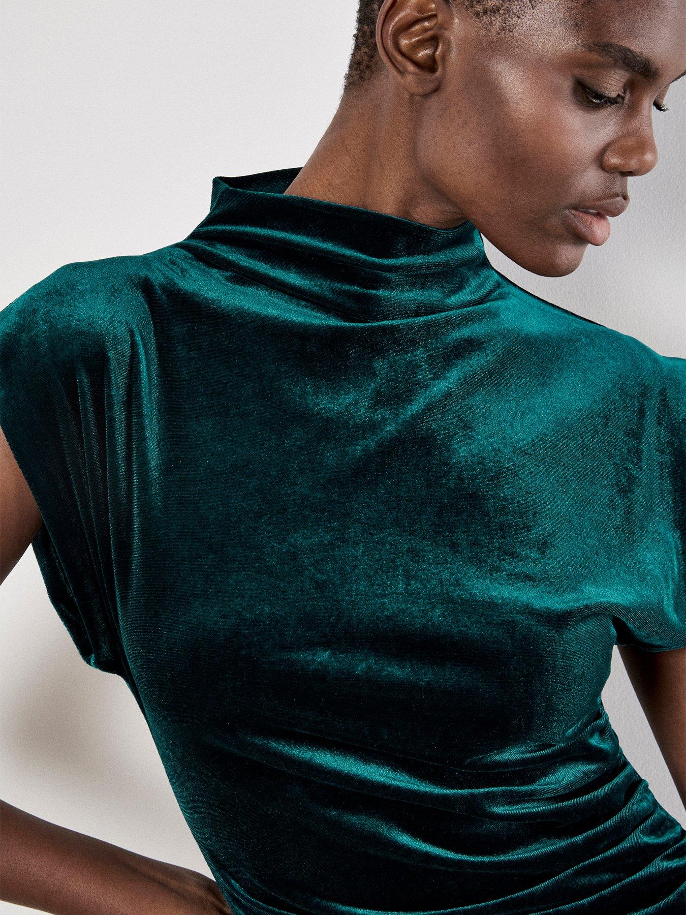 Apricot Ruched Velvet Bodycon Mini Dress - Green | Very Ireland
