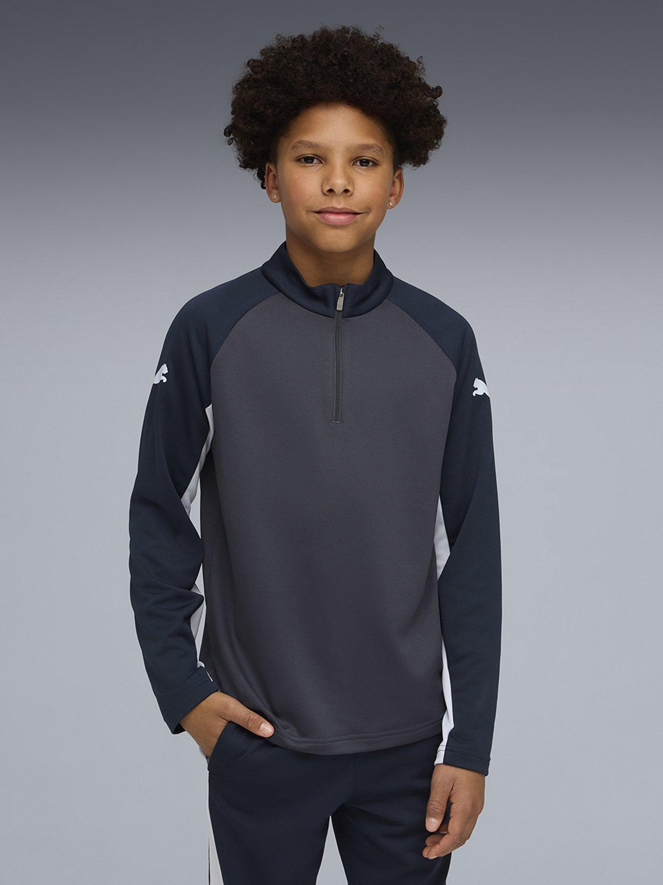 Puma Junior Football Individual Liga 1/4 Zip Top - Grey