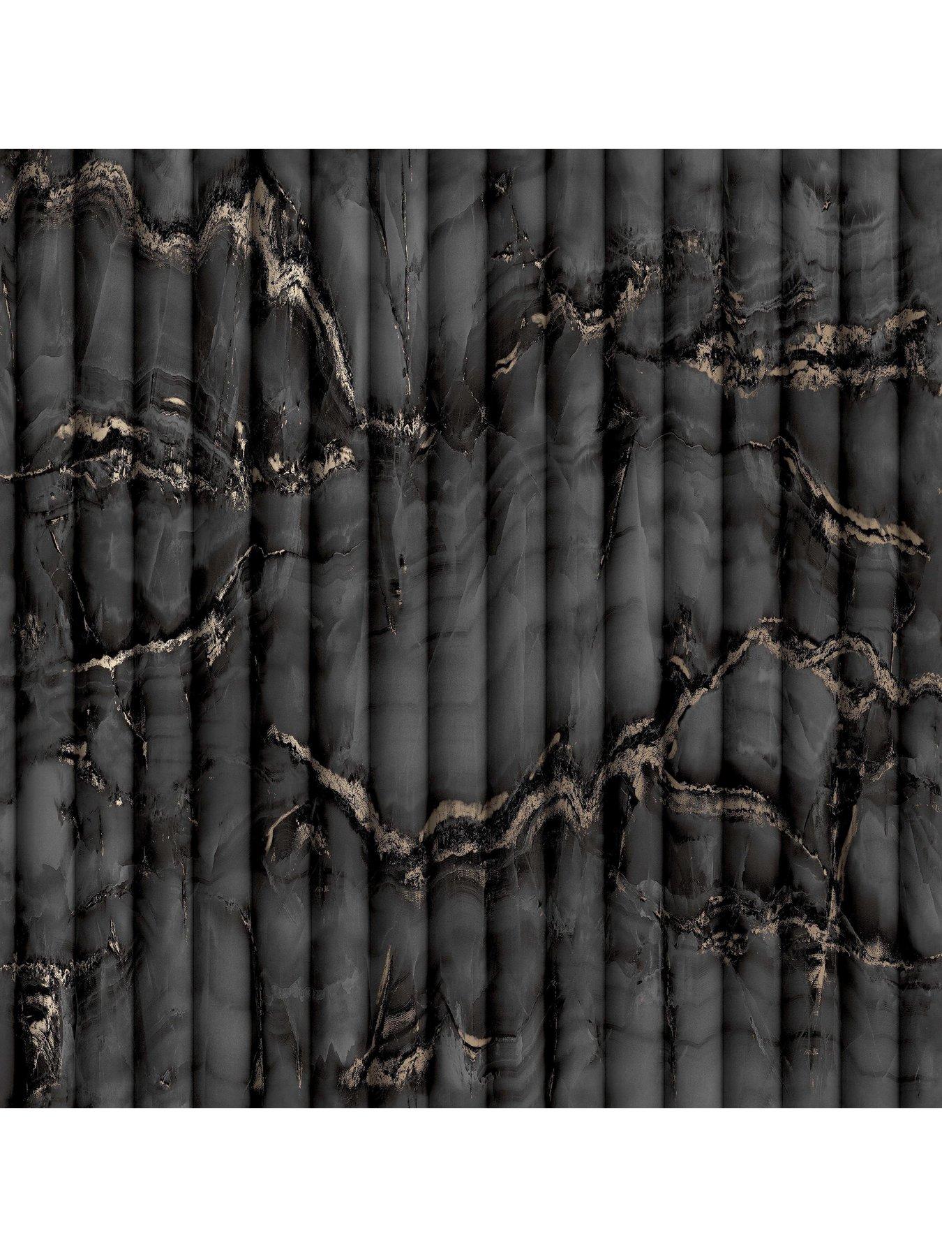 Image 2 of 3 of Fine Decor Bianco Fluted Marble Charcoal Wallpaper