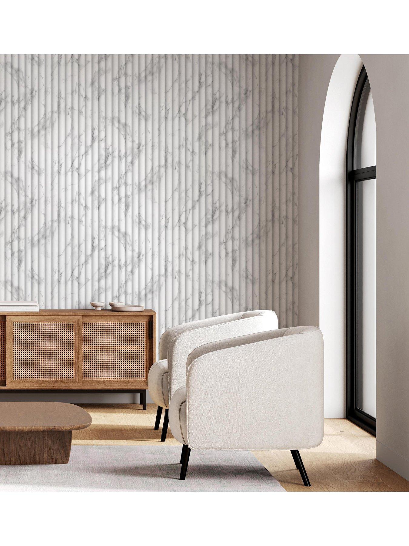 Image 3 of 3 of Fine Decor Bianco Fluted Marble Soft White/grey Wallpaper