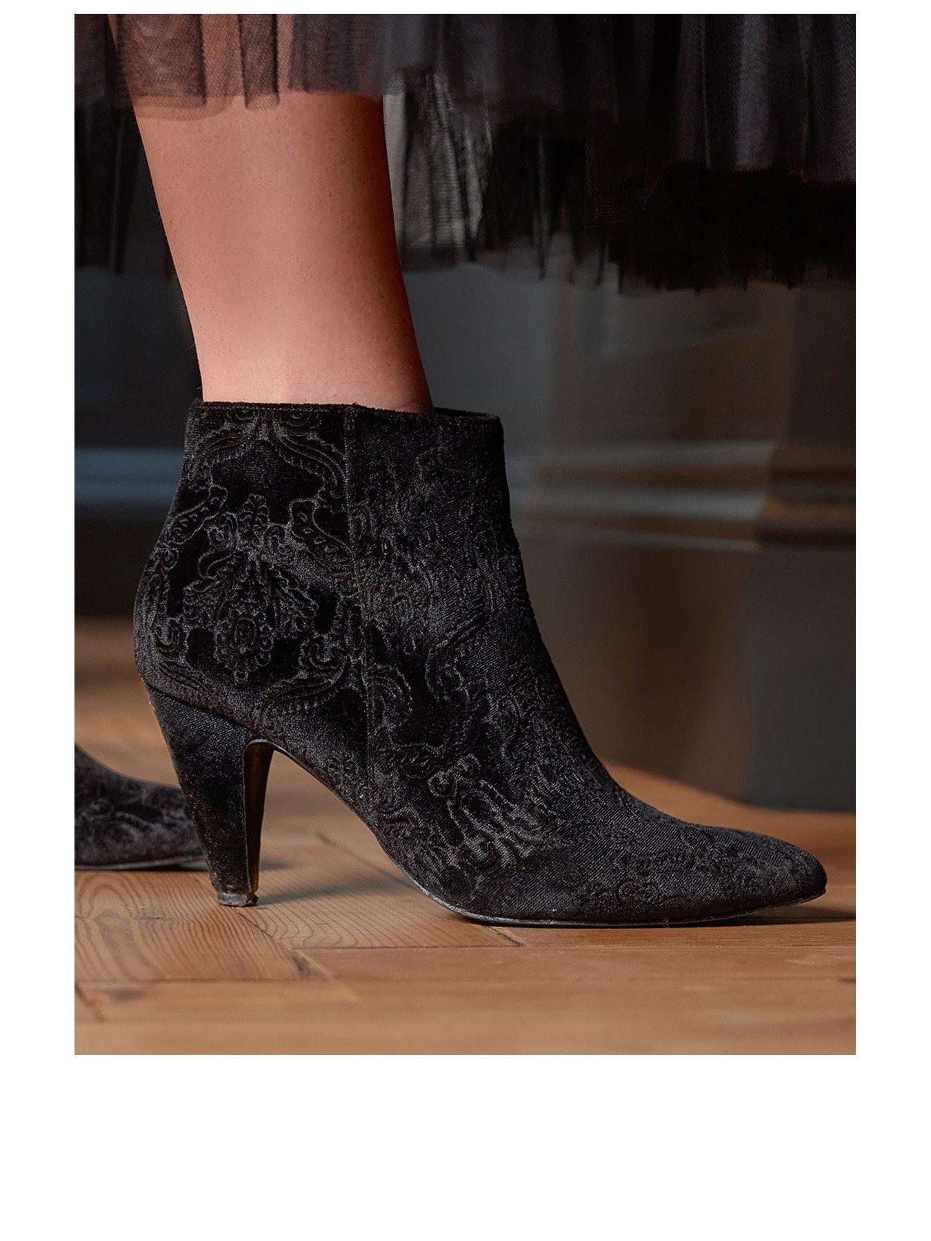 joe-browns-vivacious-embossed-velvet-ankle-boots-blackstillFront