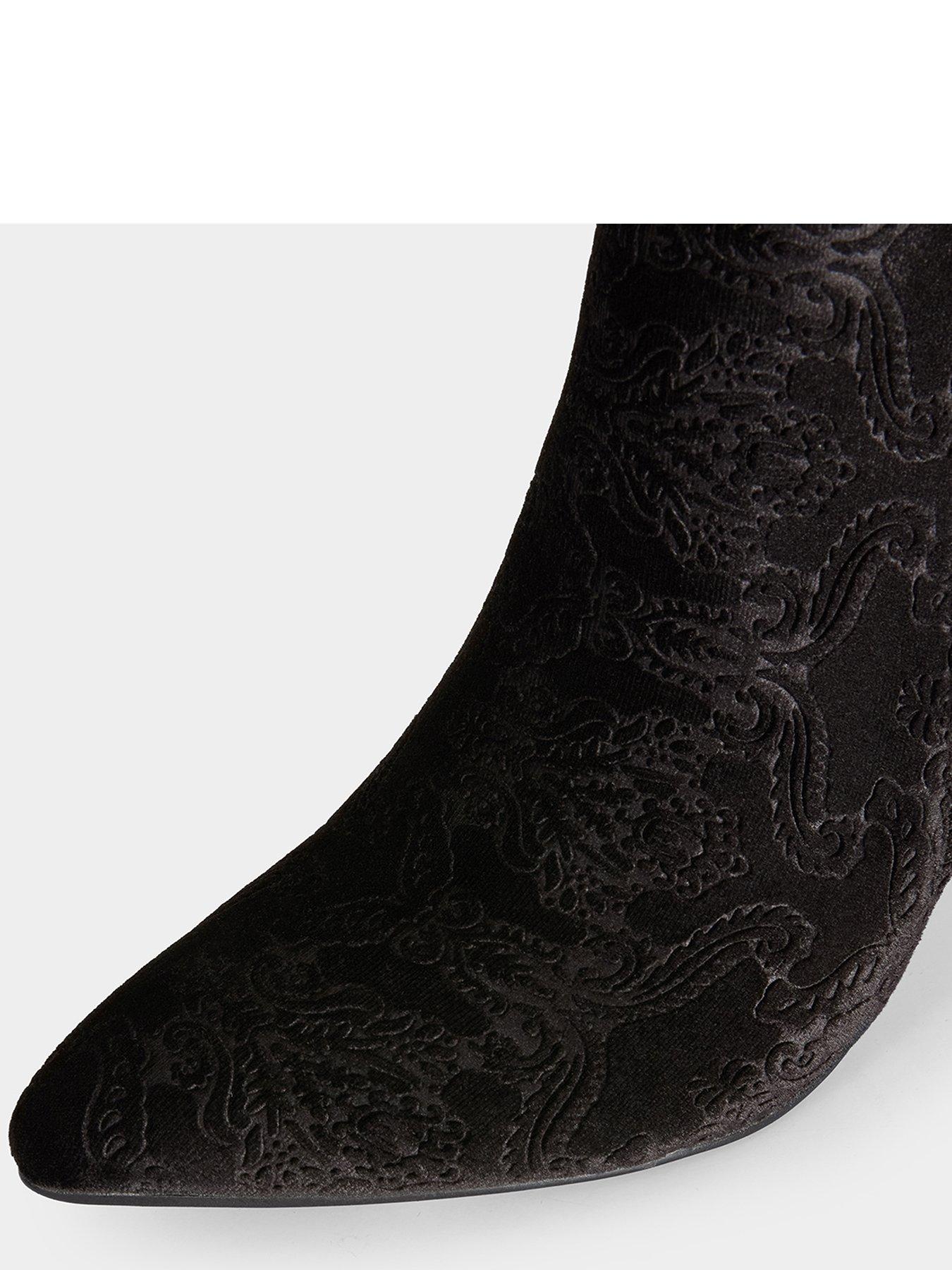 joe-browns-vivacious-embossed-velvet-ankle-boots-blackdetail