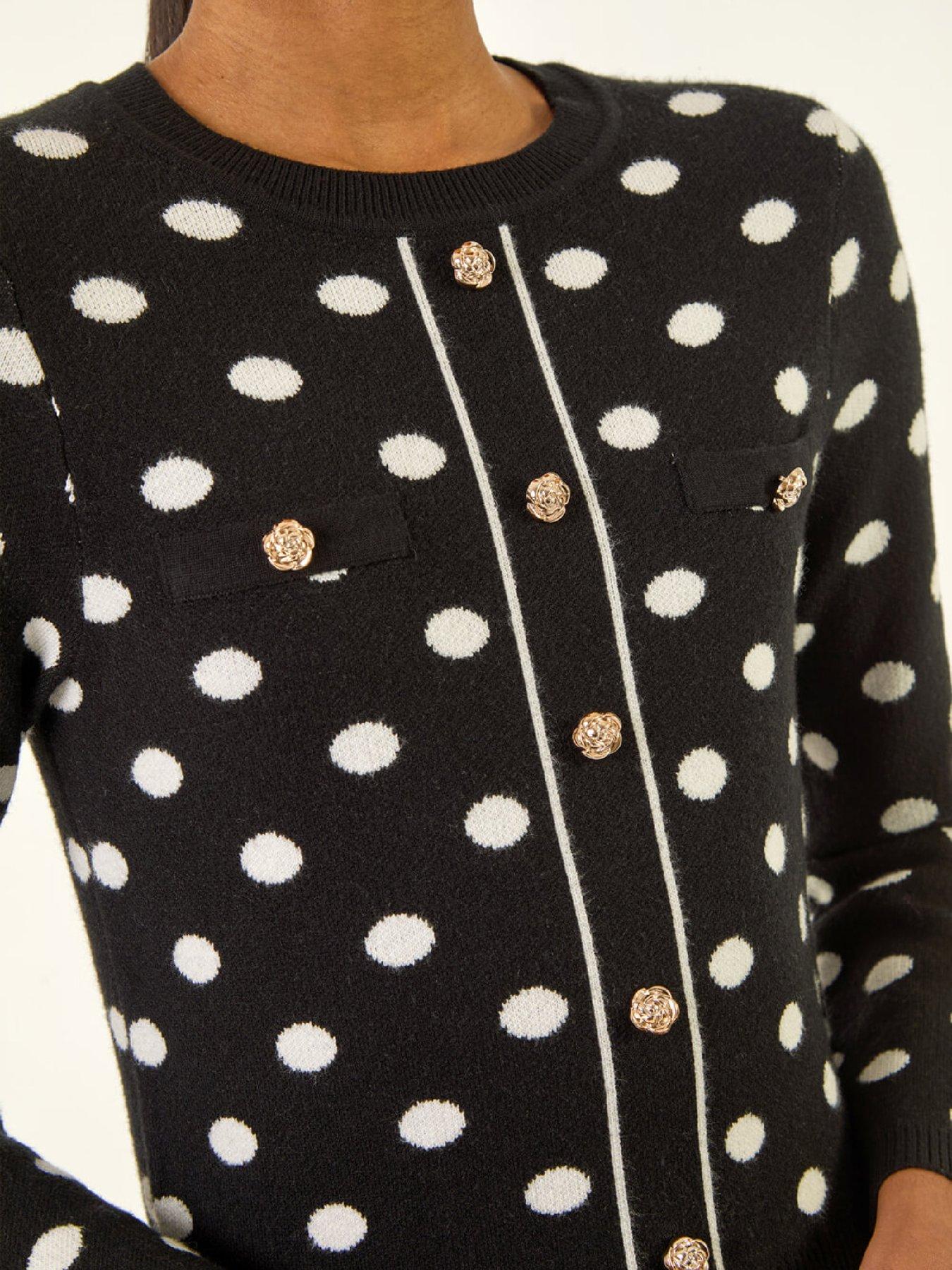 Image 5 of 5 of Roman Polka Dot Mesh Midi Dress - Black