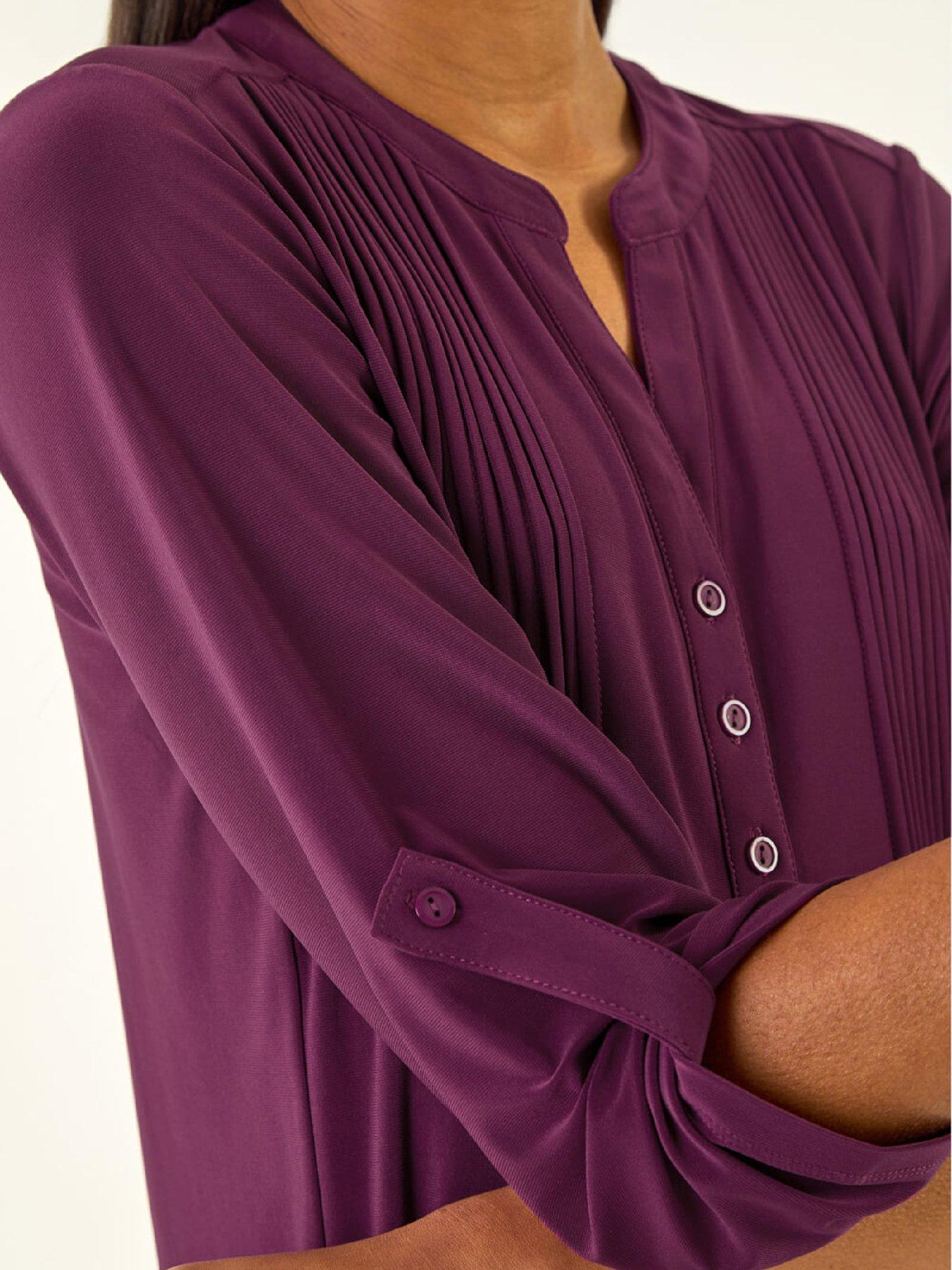 Image 5 of 5 of Roman Pintuck Jersey Stretch Top - Purple