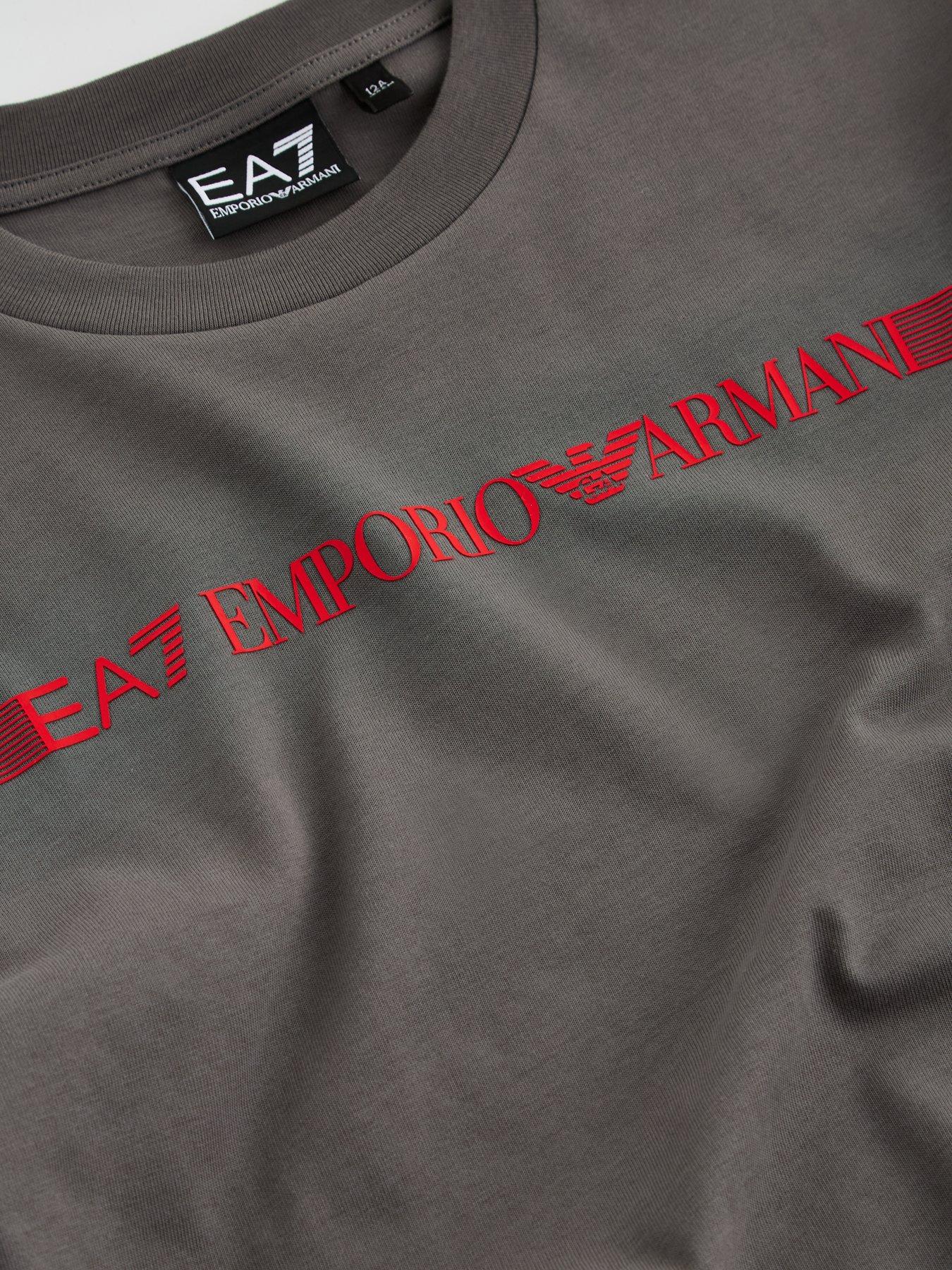 Image 3 of 4 of EA7 Emporio Armani Boys Train Series Extended Logo Short Sleeve T-Shirt And Short Set - Black/Grey