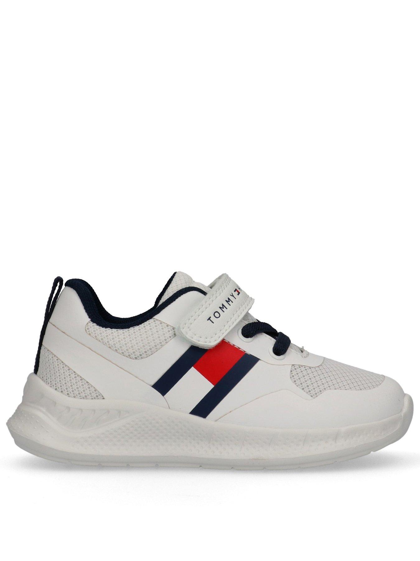 Tommy Hilfiger Boys Flag Low Cut Lace-Up/Velcro Sneaker - White