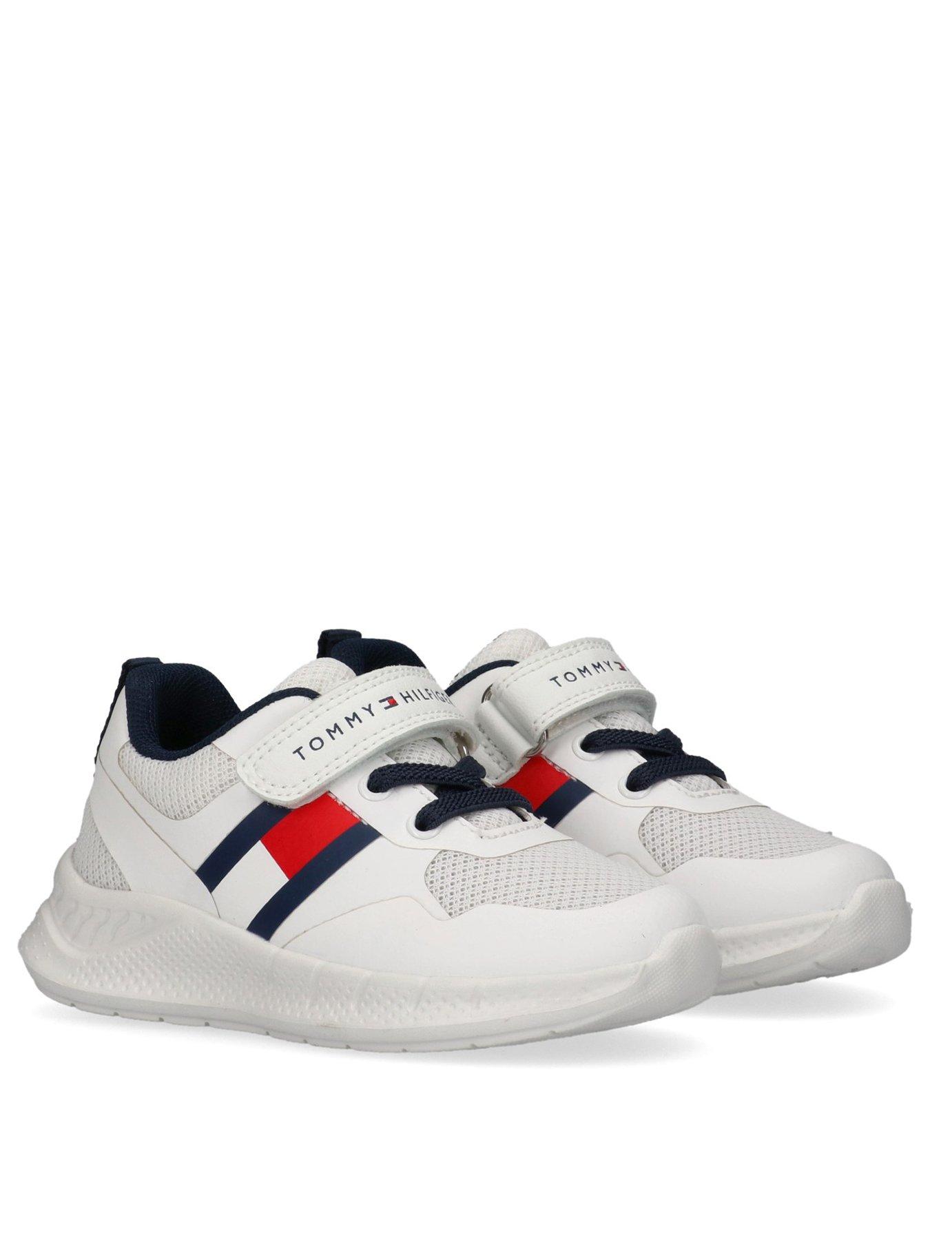 Image 2 of 5 of Tommy Hilfiger Boys Flag Low Cut Lace-Up/Velcro Sneaker - White