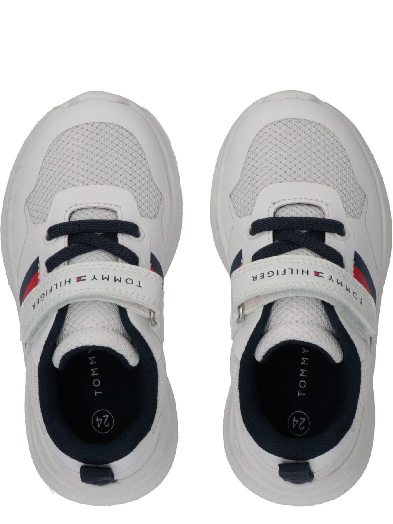 Image 3 of 5 of Tommy Hilfiger Boys Flag Low Cut Lace-Up/Velcro Sneaker - White
