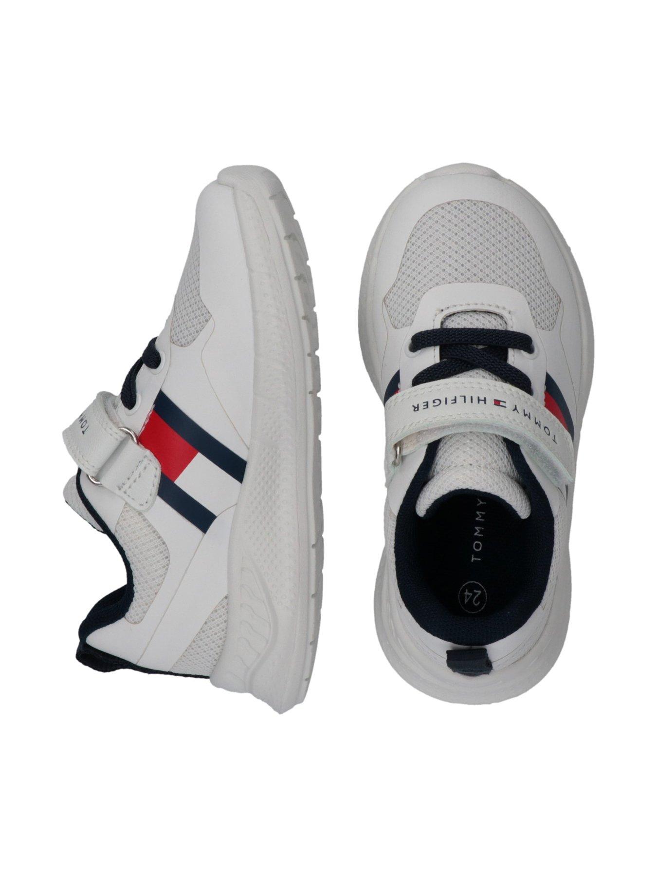 Image 5 of 5 of Tommy Hilfiger Boys Flag Low Cut Lace-Up/Velcro Sneaker - White