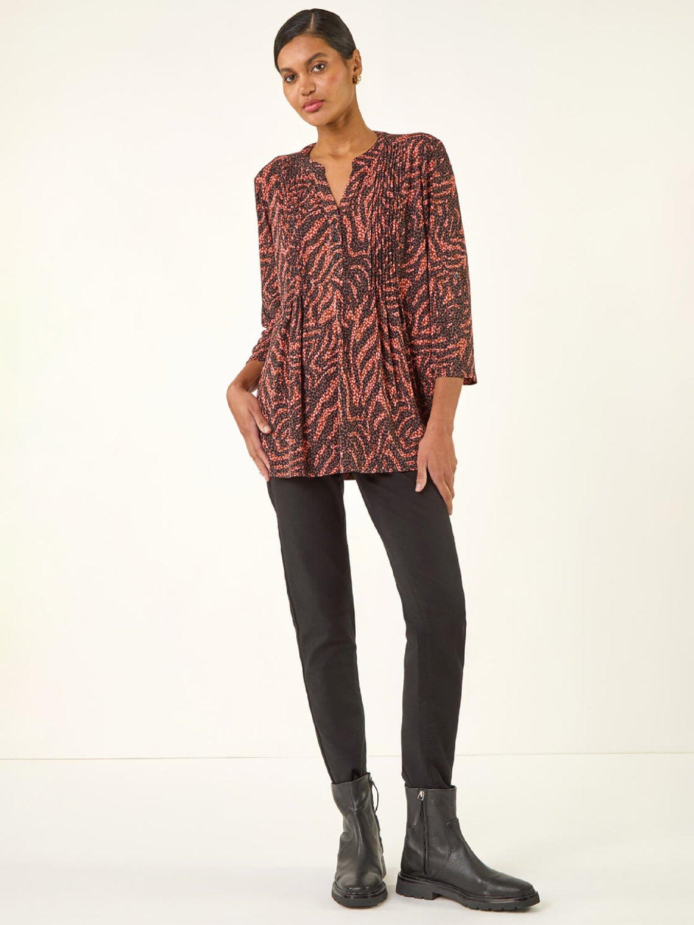 roman-animal-print-pintuck-stretch-shirtback