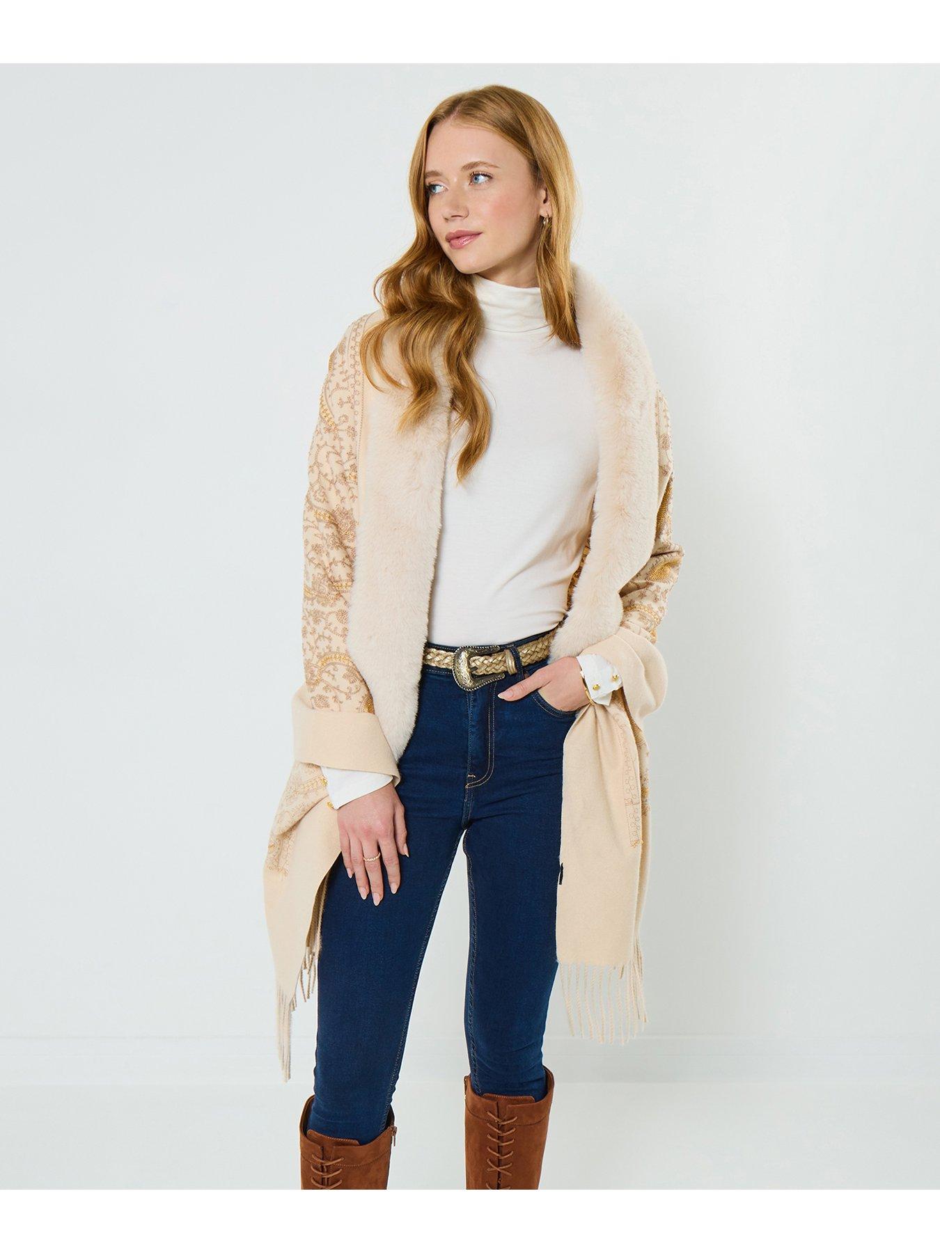 joe-browns-embroidered-paisley-wrap-with-fur-beige