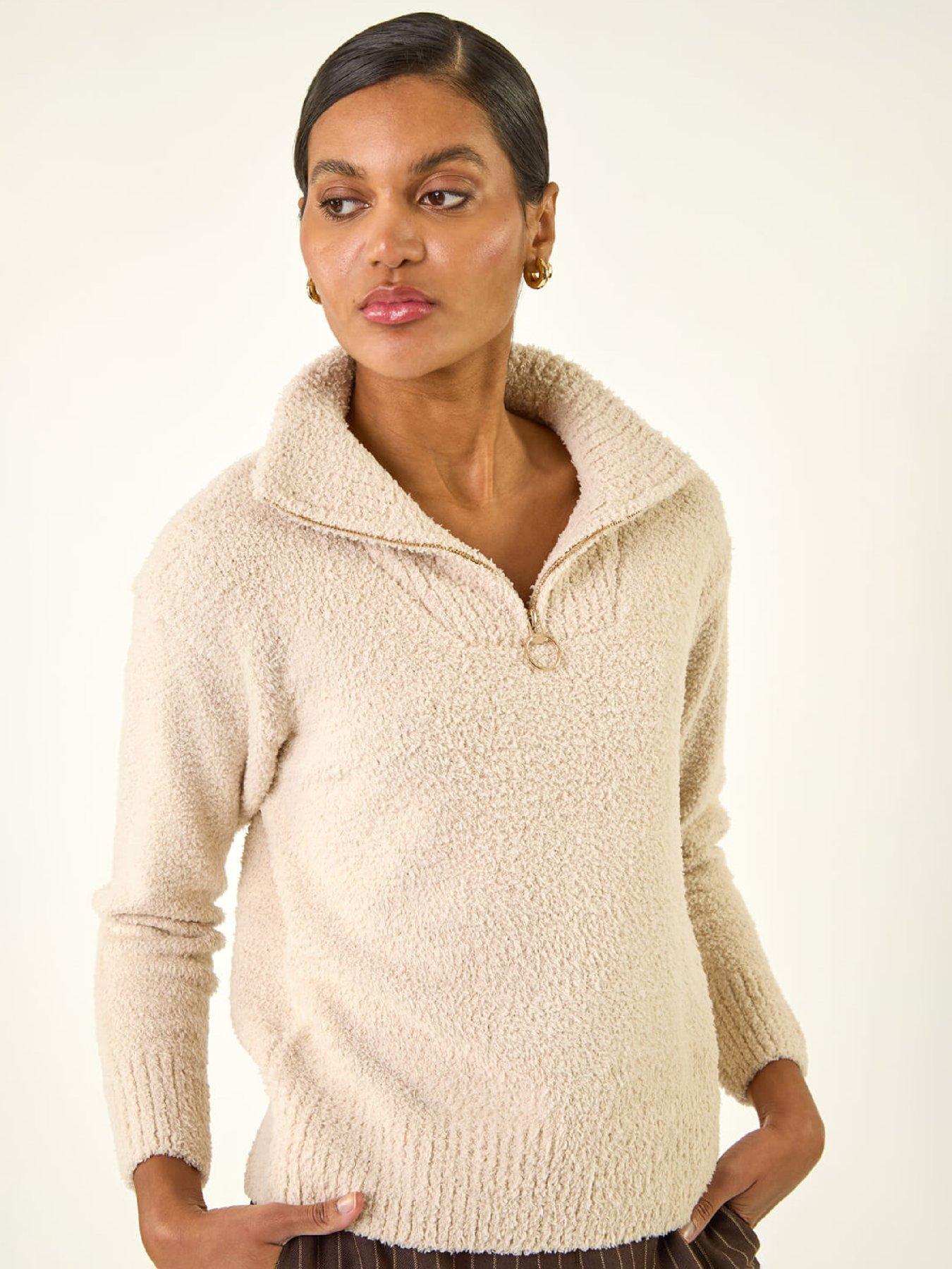 roman-fluffy-zip-front-knit-jumper-greyfront