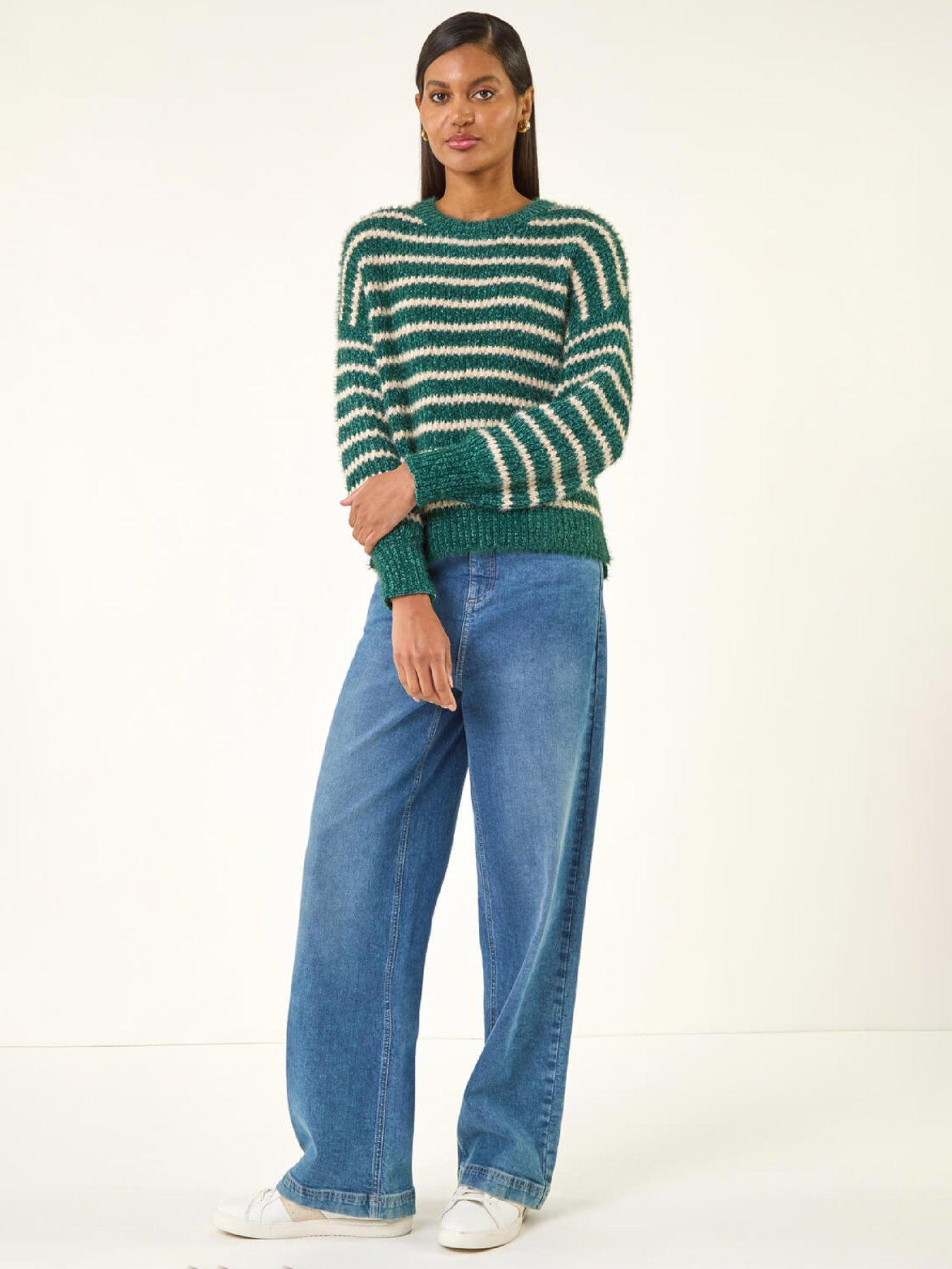 roman-fluffy-stripe-knit-jumper-greenback