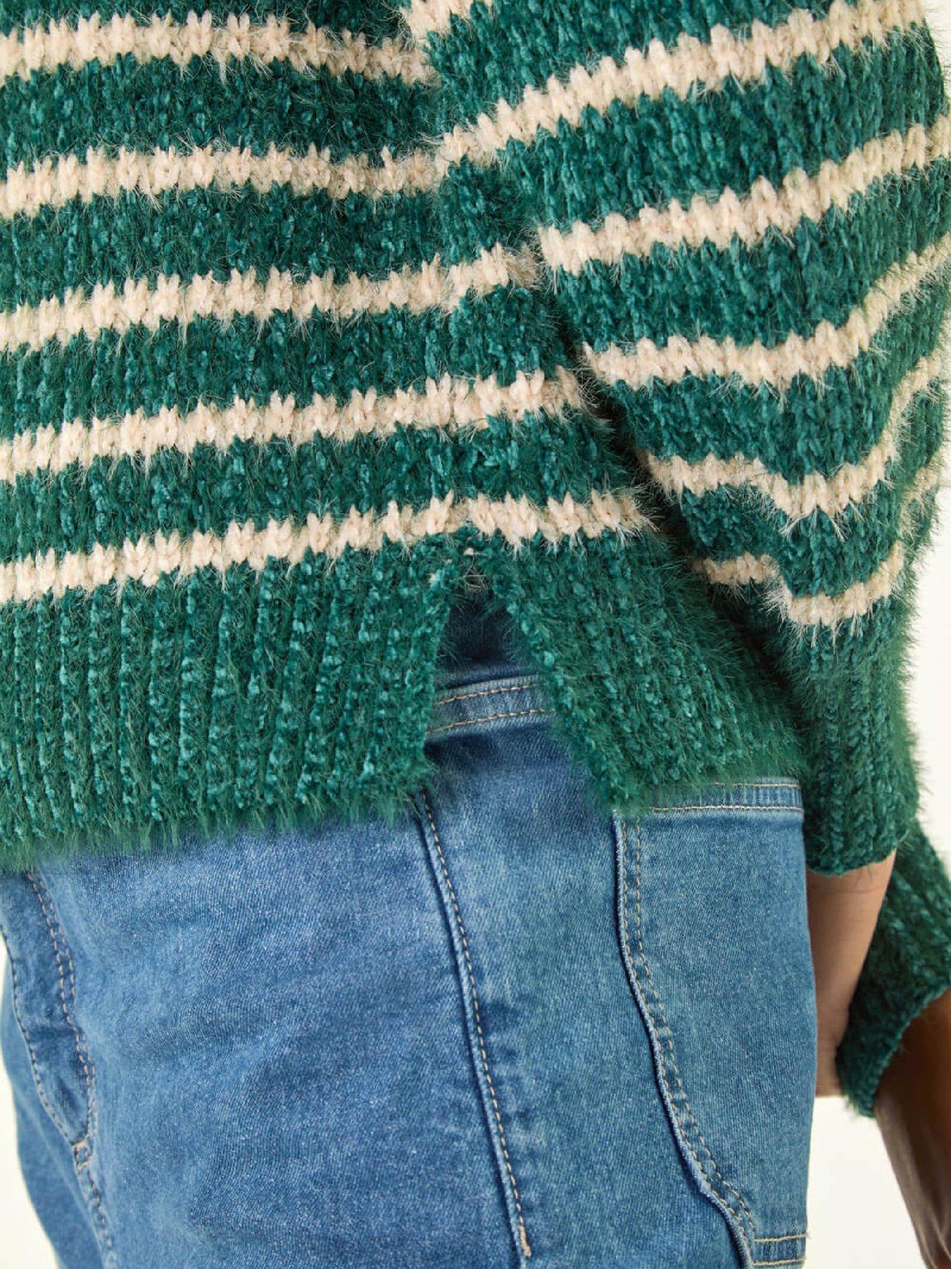 roman-fluffy-stripe-knit-jumper-greendetail