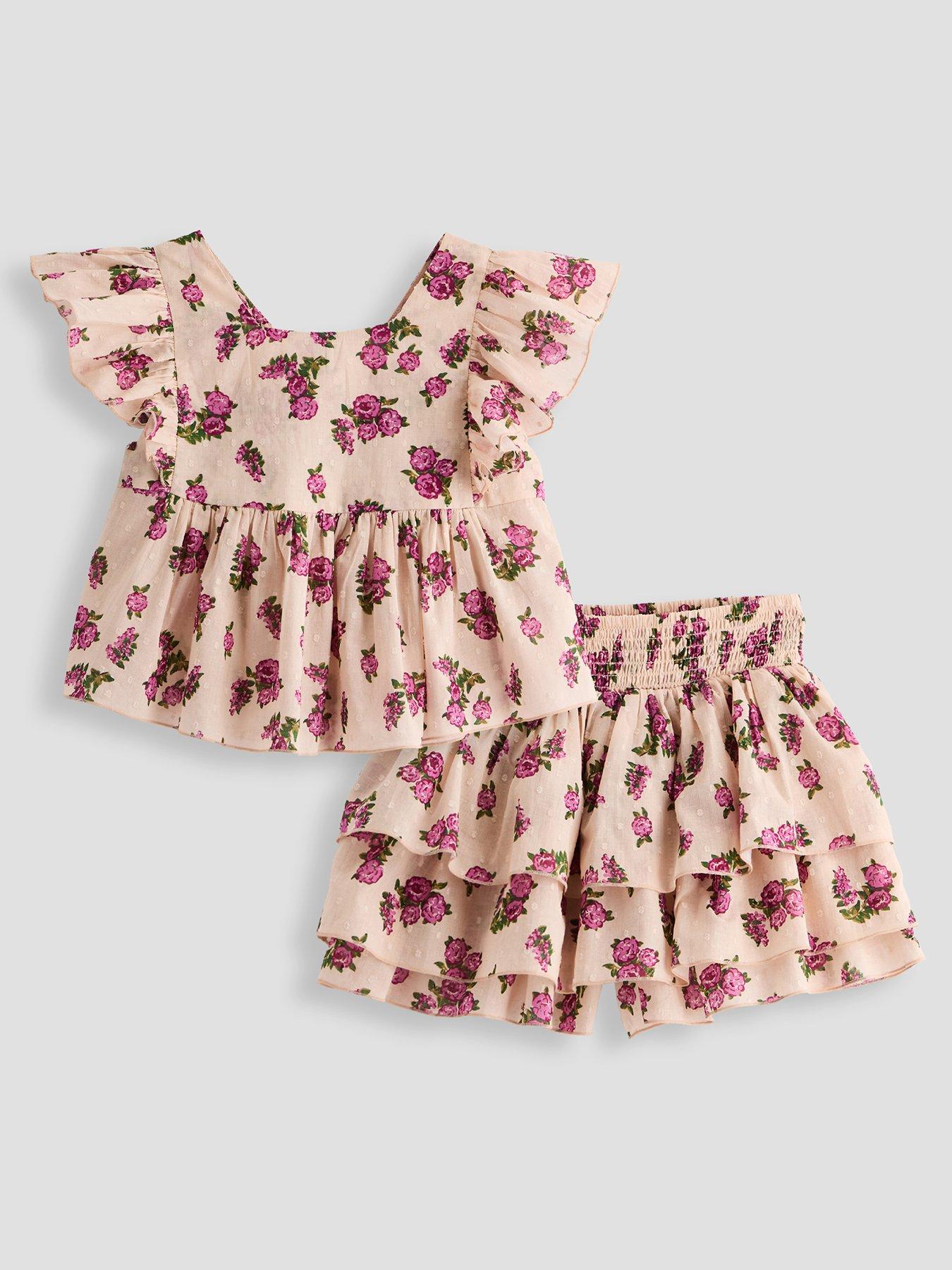Image 1 of 4 of The Very Collection Girls Outfit with Tiered Skirt &amp; Peplum Hem Top - Multi