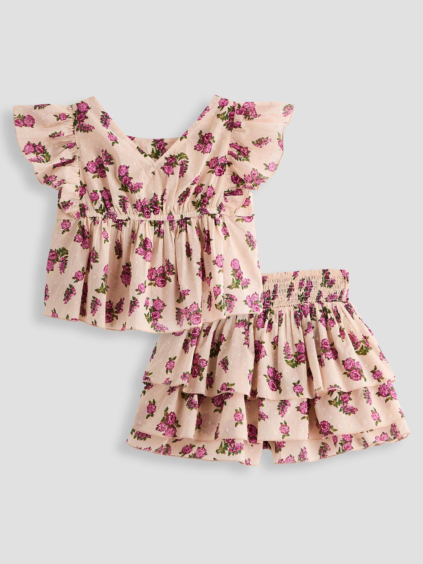 Image 2 of 4 of The Very Collection Girls Outfit with Tiered Skirt &amp; Peplum Hem Top - Multi