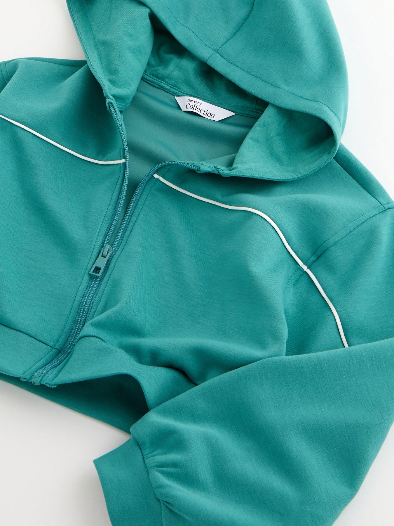 Image 3 of 4 of The Very Collection Girls Zip Up Soft Touch Hoodie And Shorts Set - Green
