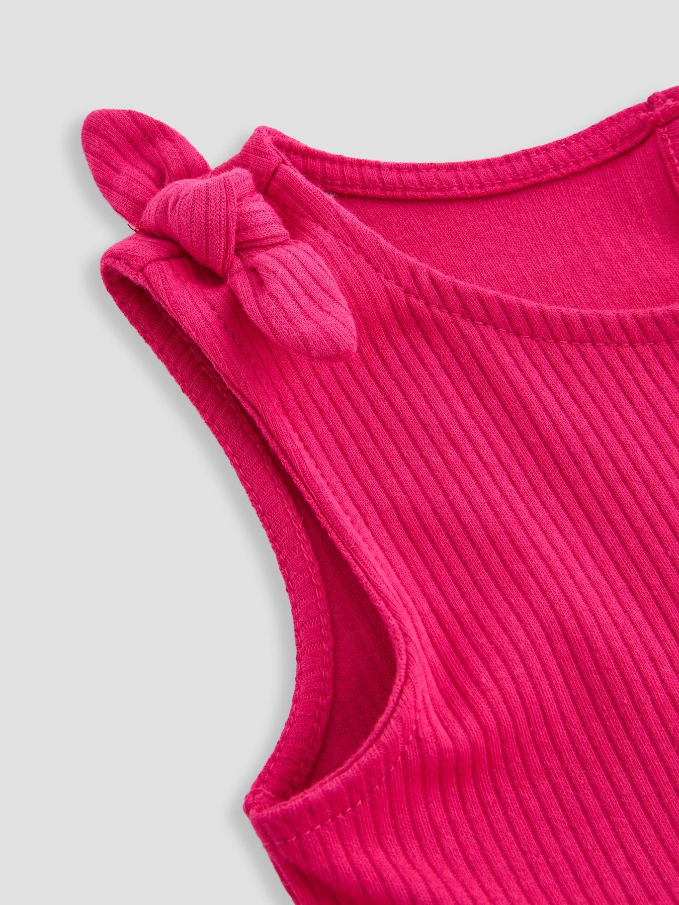 Image 4 of 5 of The Very Collection Girls Rib Broderie Frill Top &amp; Shorts Set - Pink