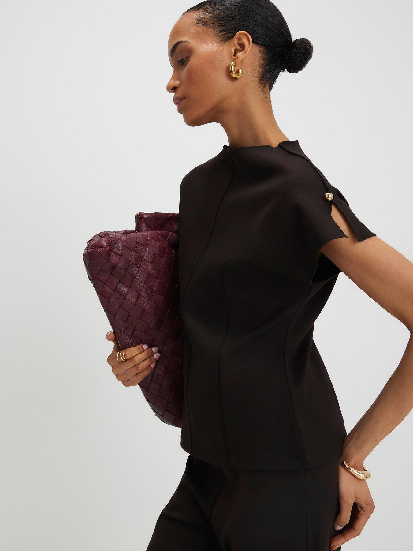 river-island-short-sleeve-interlock-top-brown