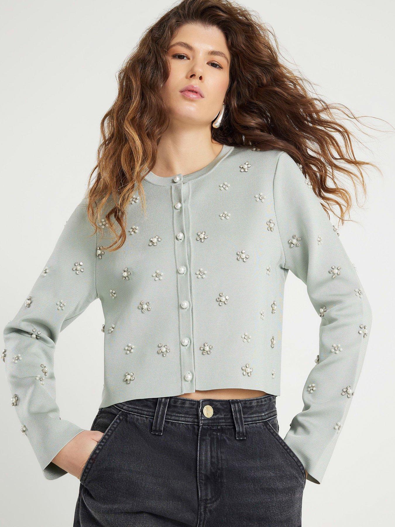 River Island Embellished Cardigan - Green