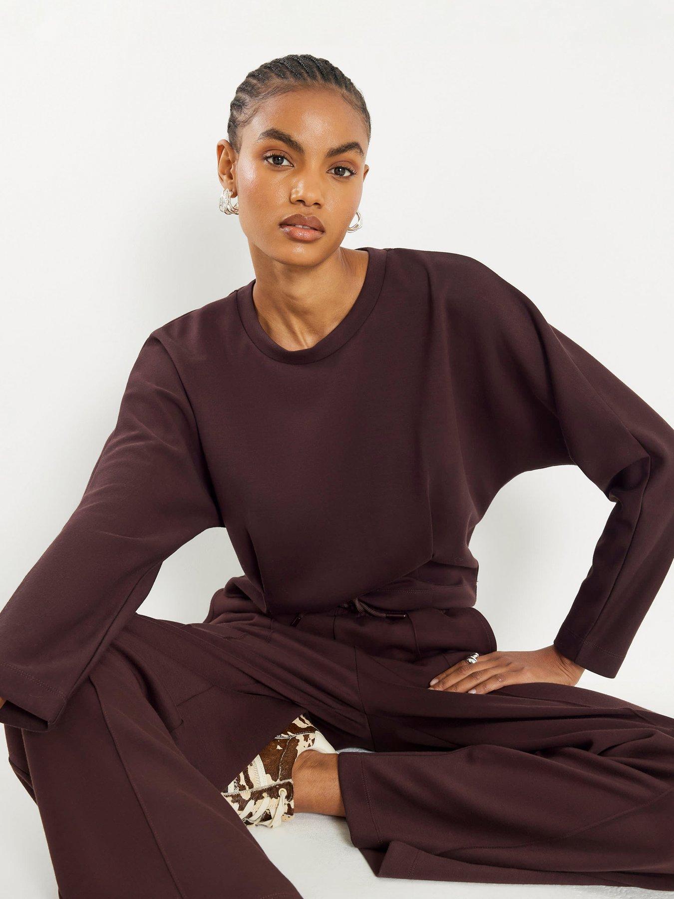 river-island-long-sleeve-premium-neo-batwing-sweat-brownoutfit