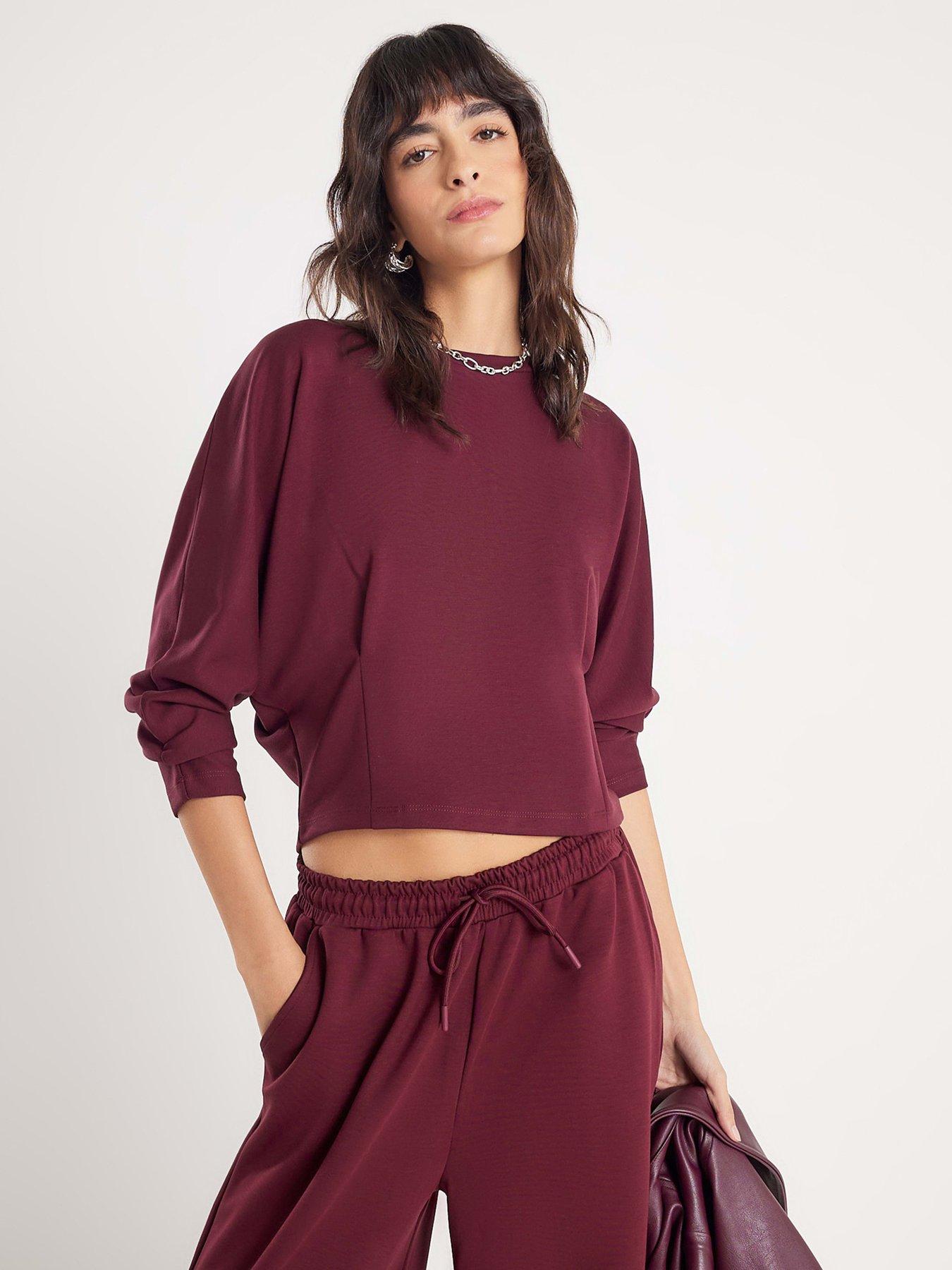 river-island-long-sleeve-neo-premium-batwing-sweat-red