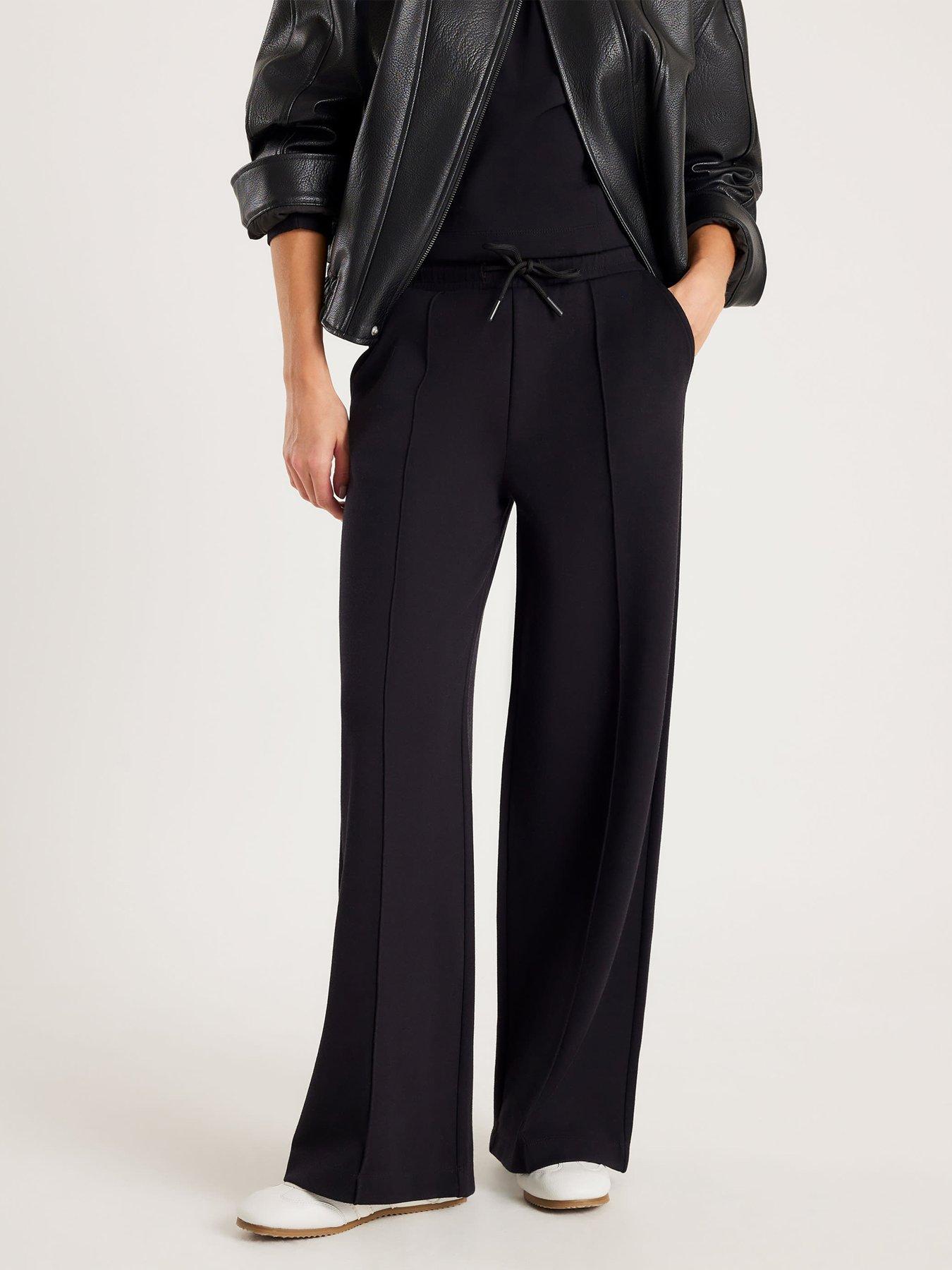 river-island-premium-neo-wideleg-pintuck-jog-blackfront