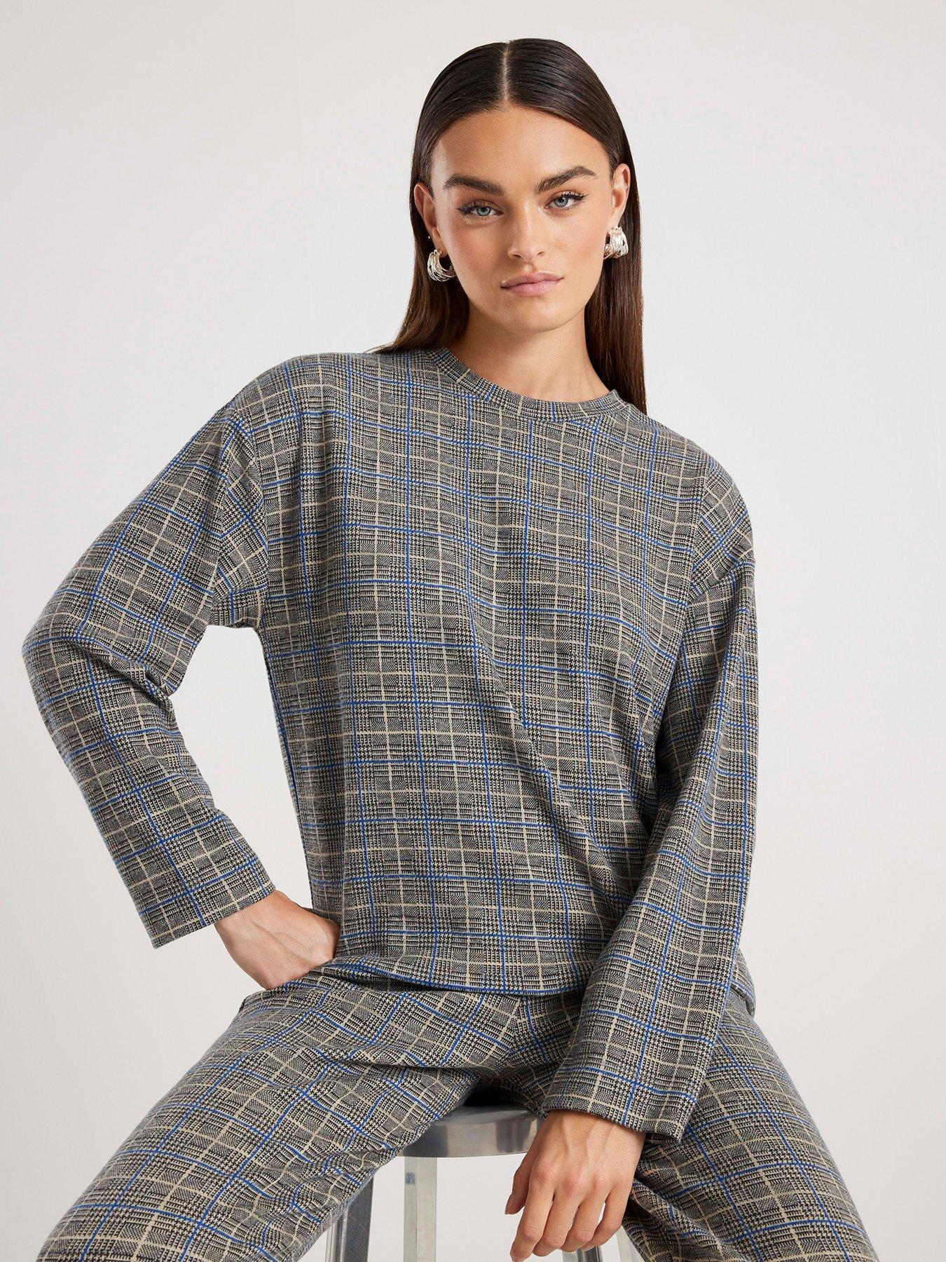 river-island-long-sleeve-check-boxy-tee-grey