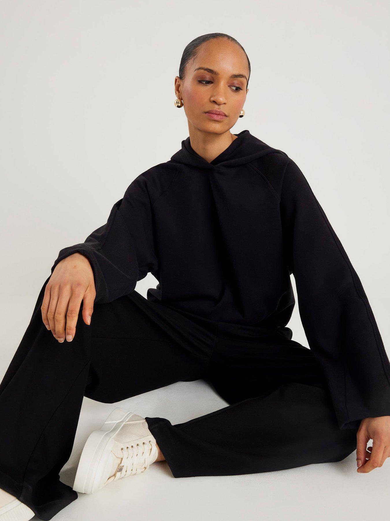 Image 4 of 4 of River Island Long Sleeve Premium Neoprene Hoodie - Black